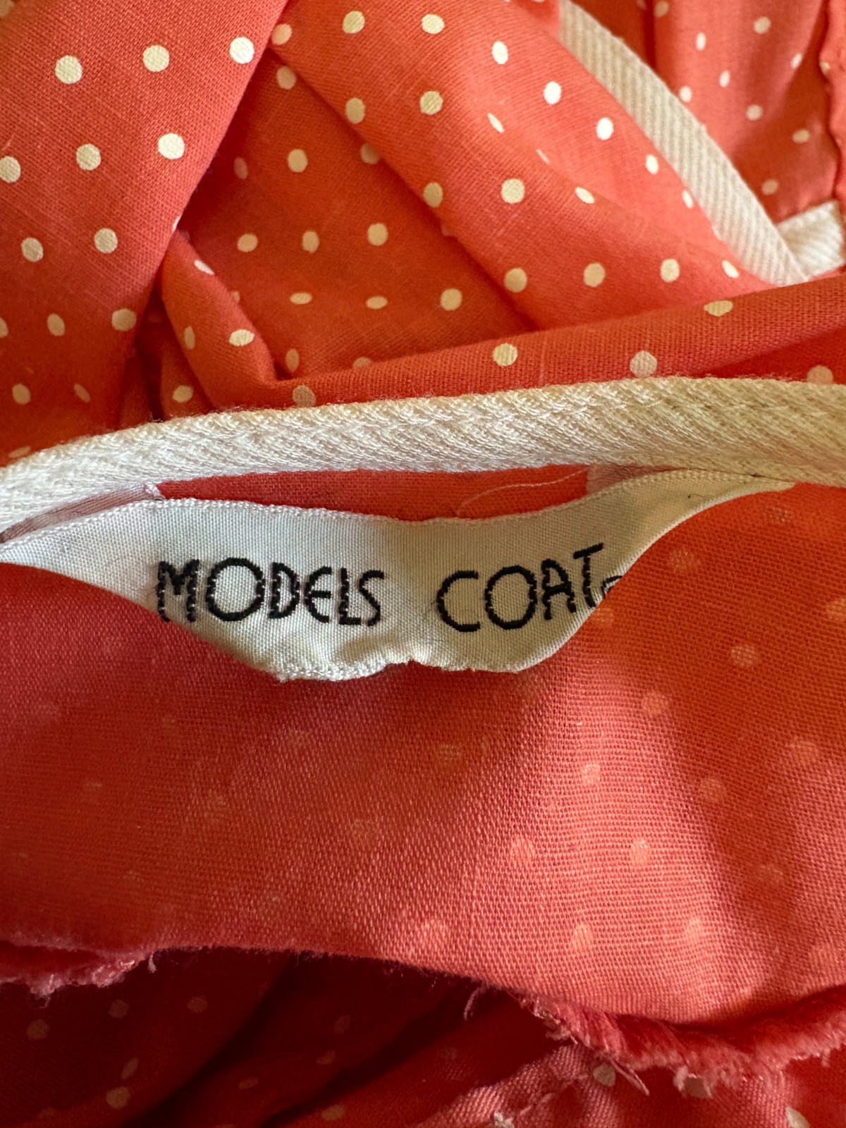 Vintage Models Coat Orange Polka Dot House Dress Size Medium