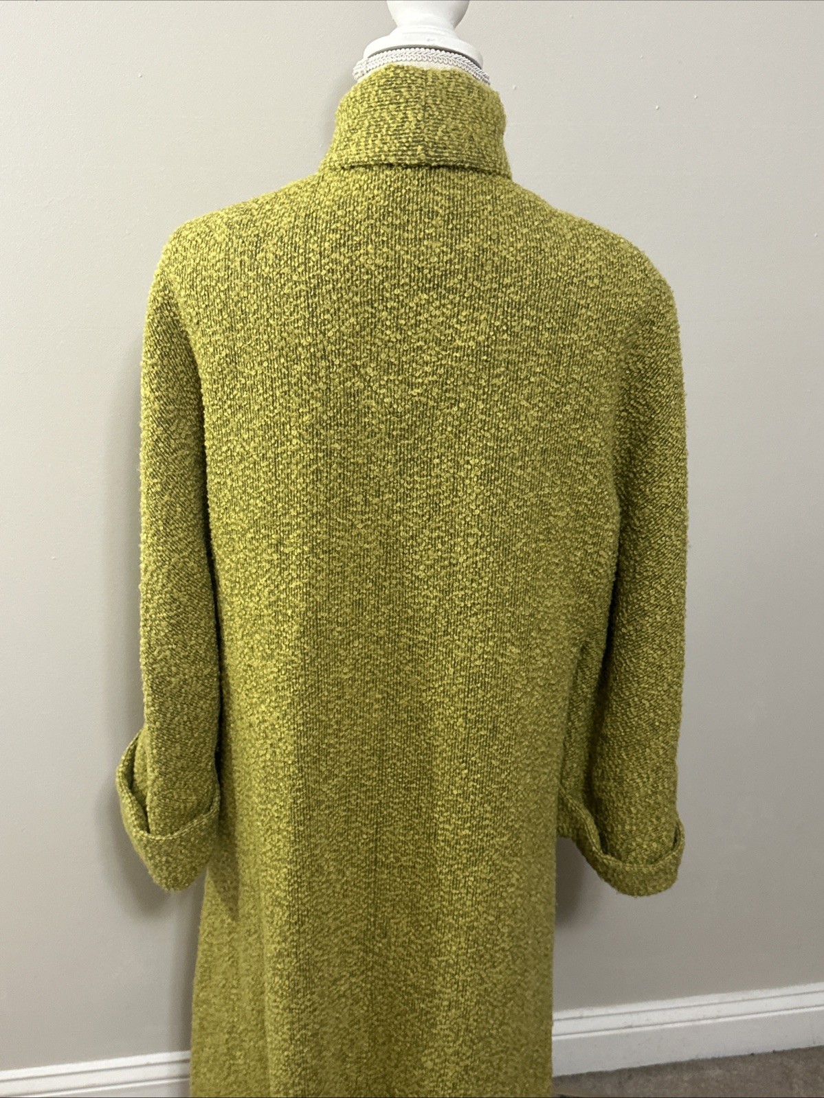 Vtg Jordan Marsh Boston Long Chartreuse Coat