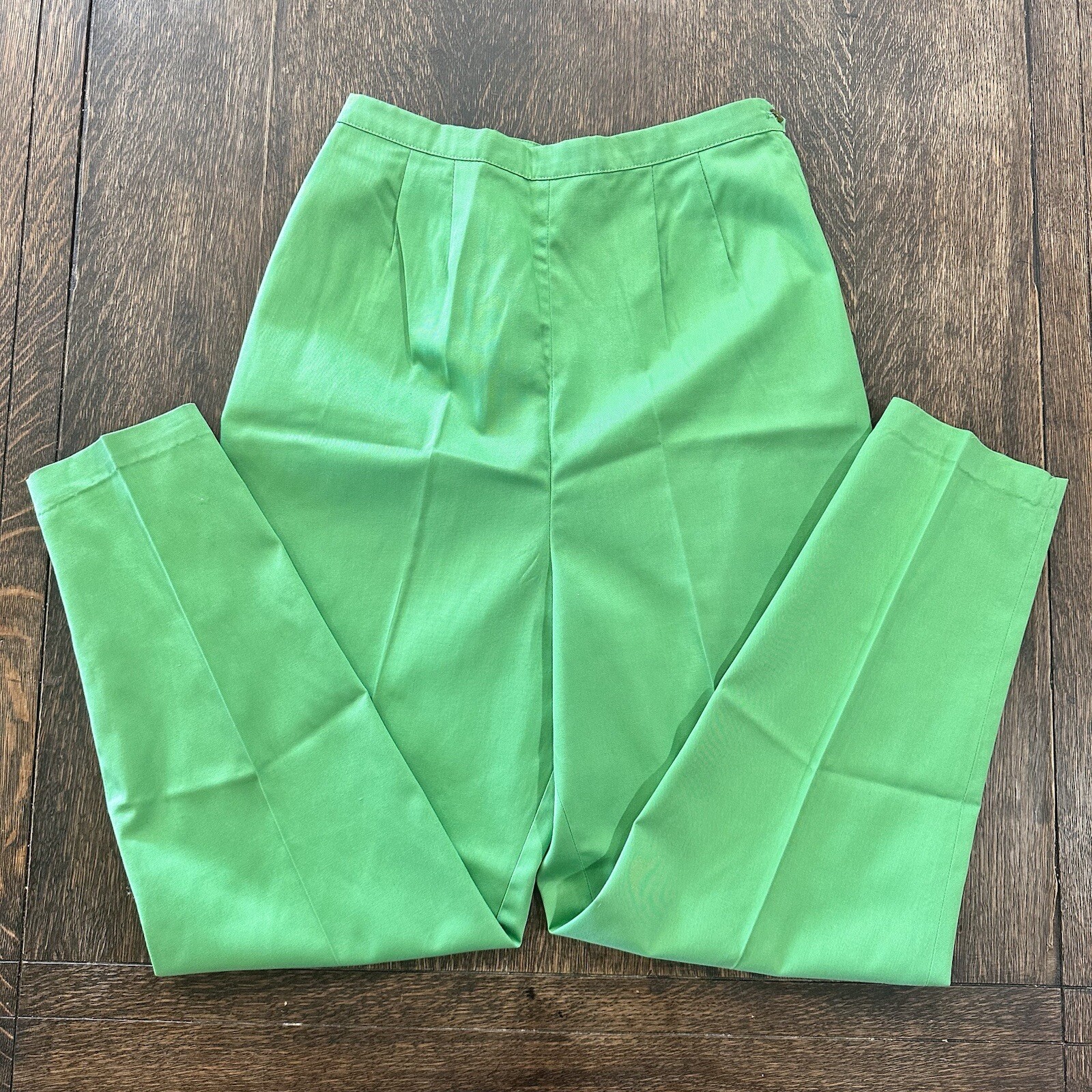 1960s Lime Green Cigarette Pants By Stockton With Koratron Fabric