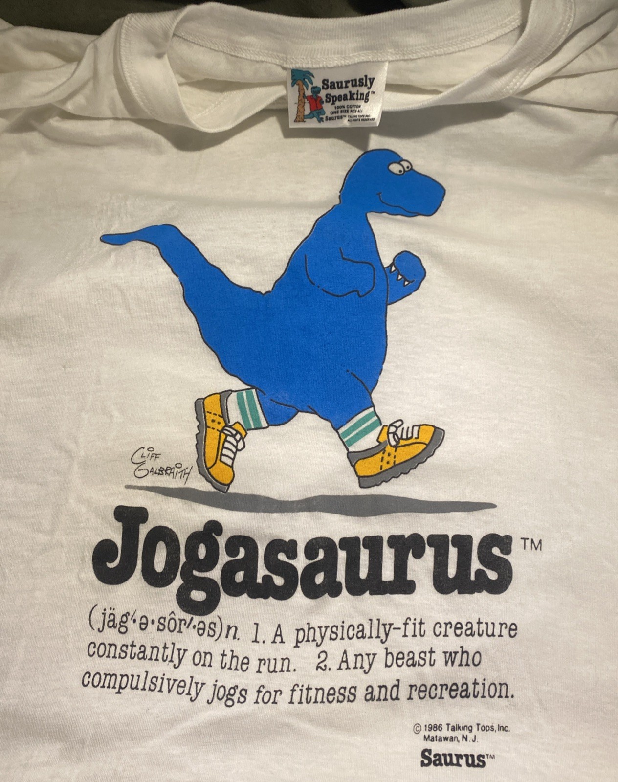 VTG Saurusly Speaking jogasurus 1986 t-shirt dress NOS/ Free Shipping