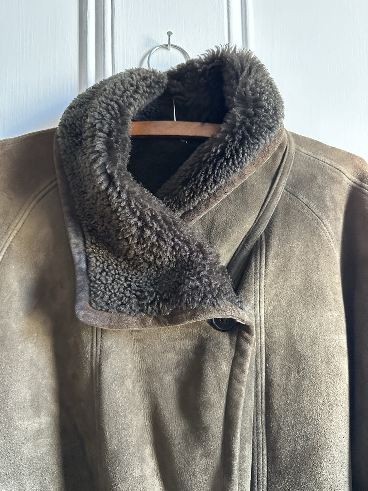 Vintage Brown Lambskin Shearling Authentic Spanish Lamb Lined Jacket Coat M/L