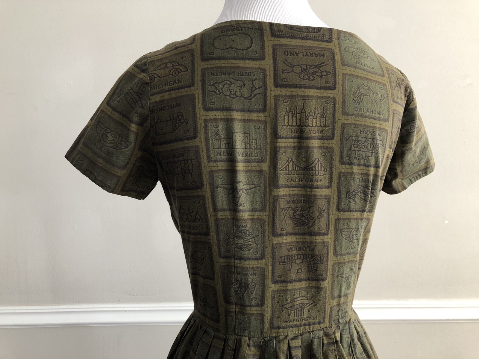 Vtg 50s/60s BETTY BARCLAY Fifty Nifty United States Day Dress Cotton Novelty