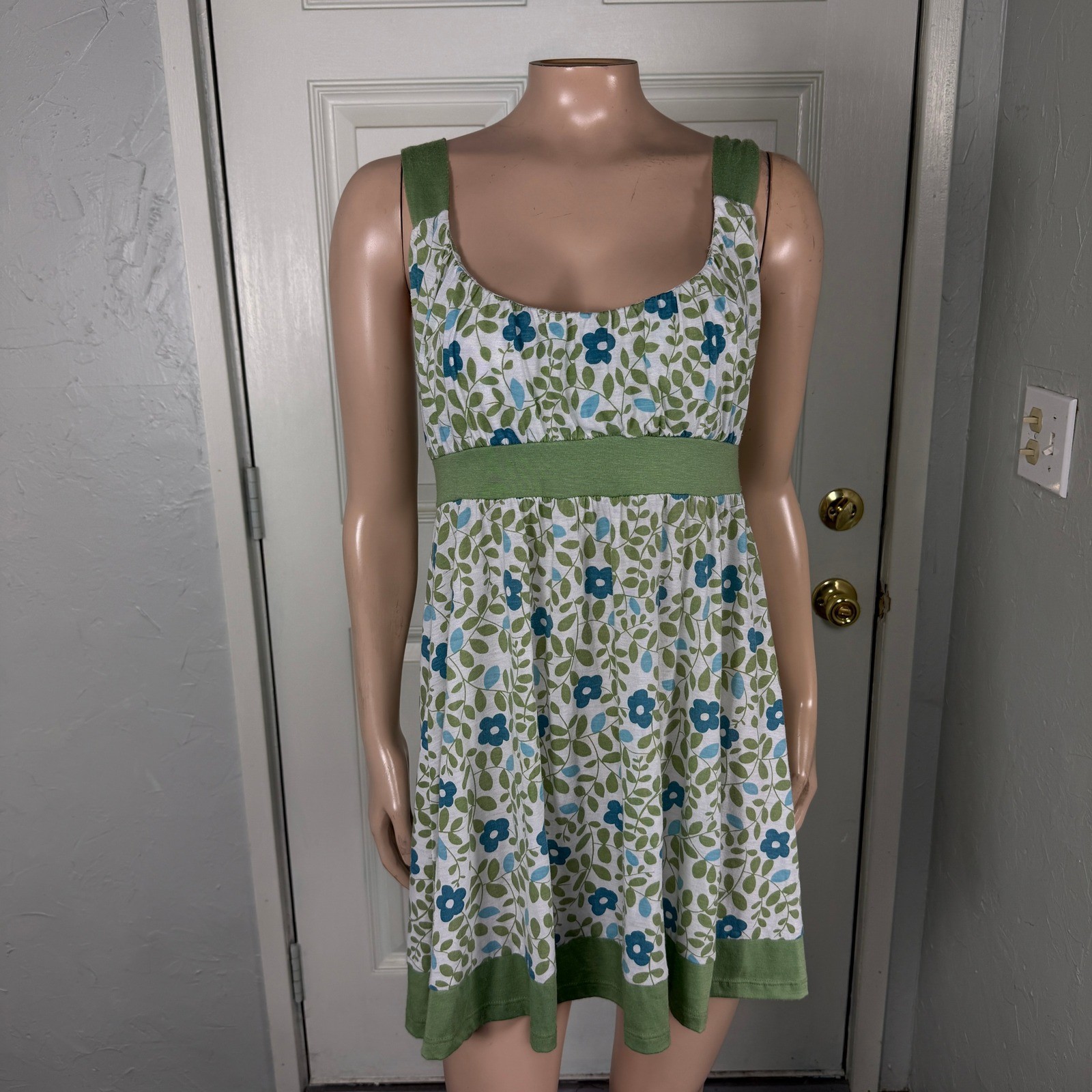 Vintage Y2K Wet Seal Mini Dress Medium Cotton Floral Summer USA Stretch BB15