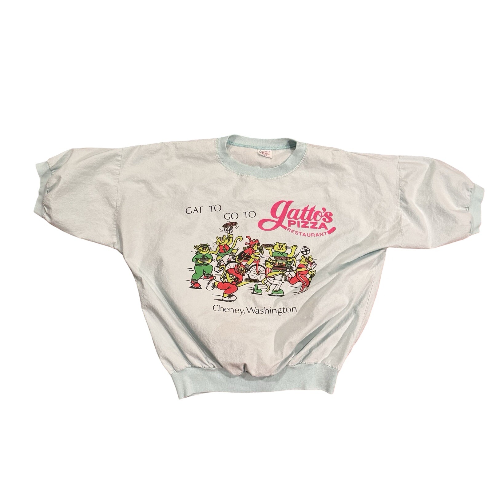 Vintage 80s Gatto&rsquo;s Pizza Cheney Wa. T-shirt size Medium Cats Sports