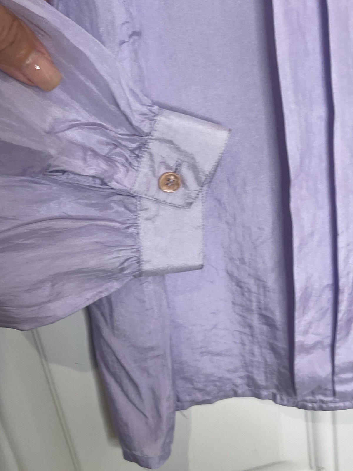 Vintage Lee Mar 100% Silk Blouse Medium Purple Lavendar Button Front Cottagecore
