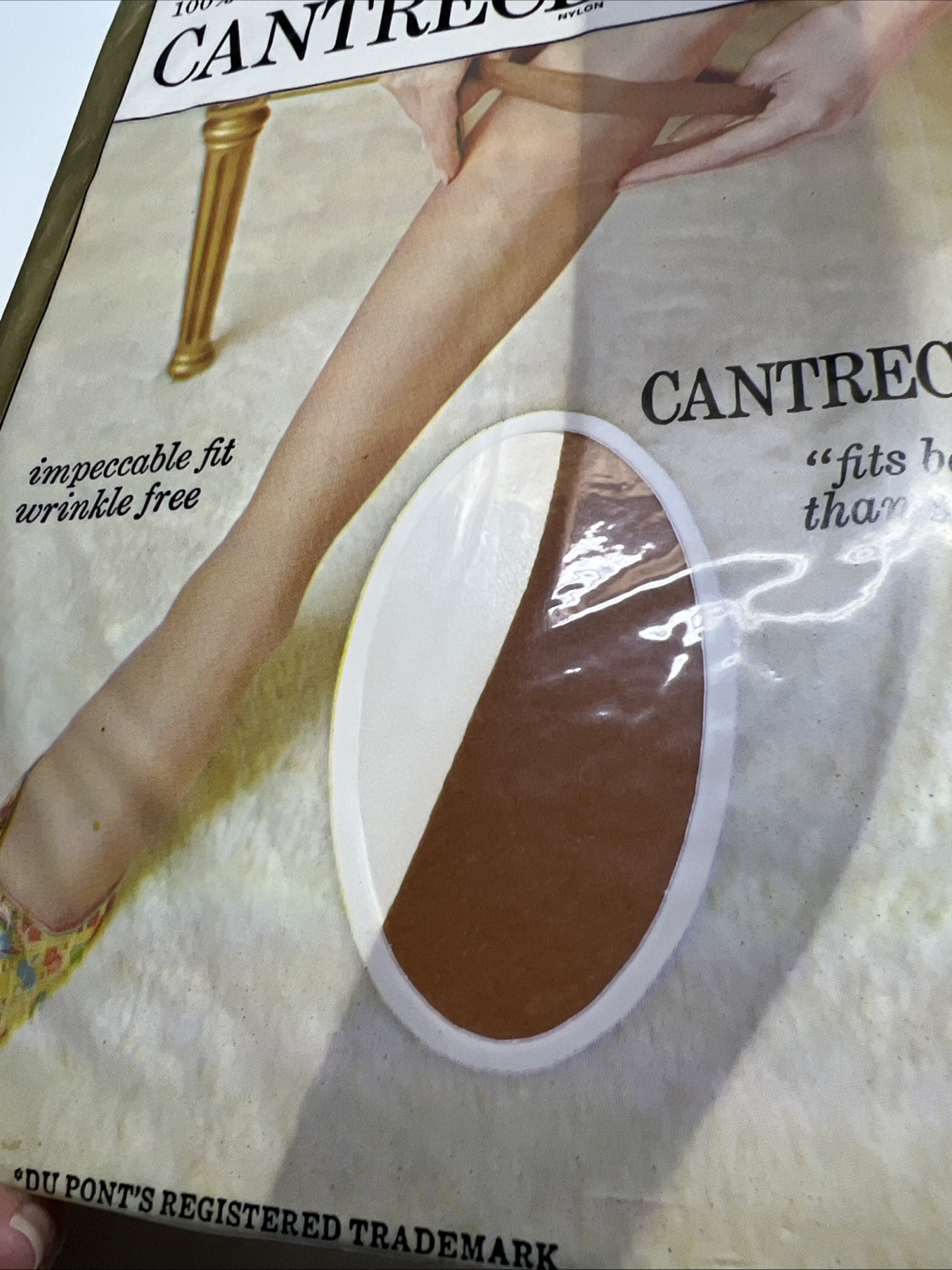 100% Nylon Seamless Sheer Cantrece II Stockings Size 9 1/2-10 Amber Beige. VTG