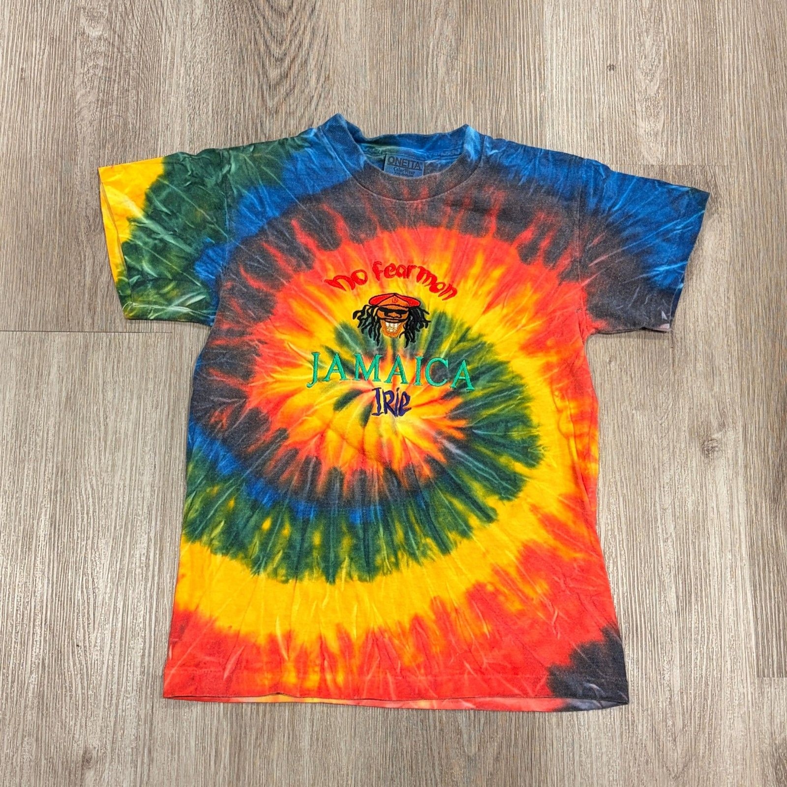 Vintage 90s Tie Dye No Fear Mon Jamaica Trip T Shirt Women&rsquo;s Size Small