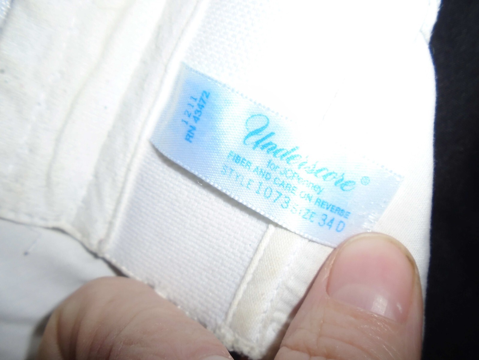 34D White Cotton Unlined Vintage UNDERSCORE Wireless Crossover Bra #1073 34D