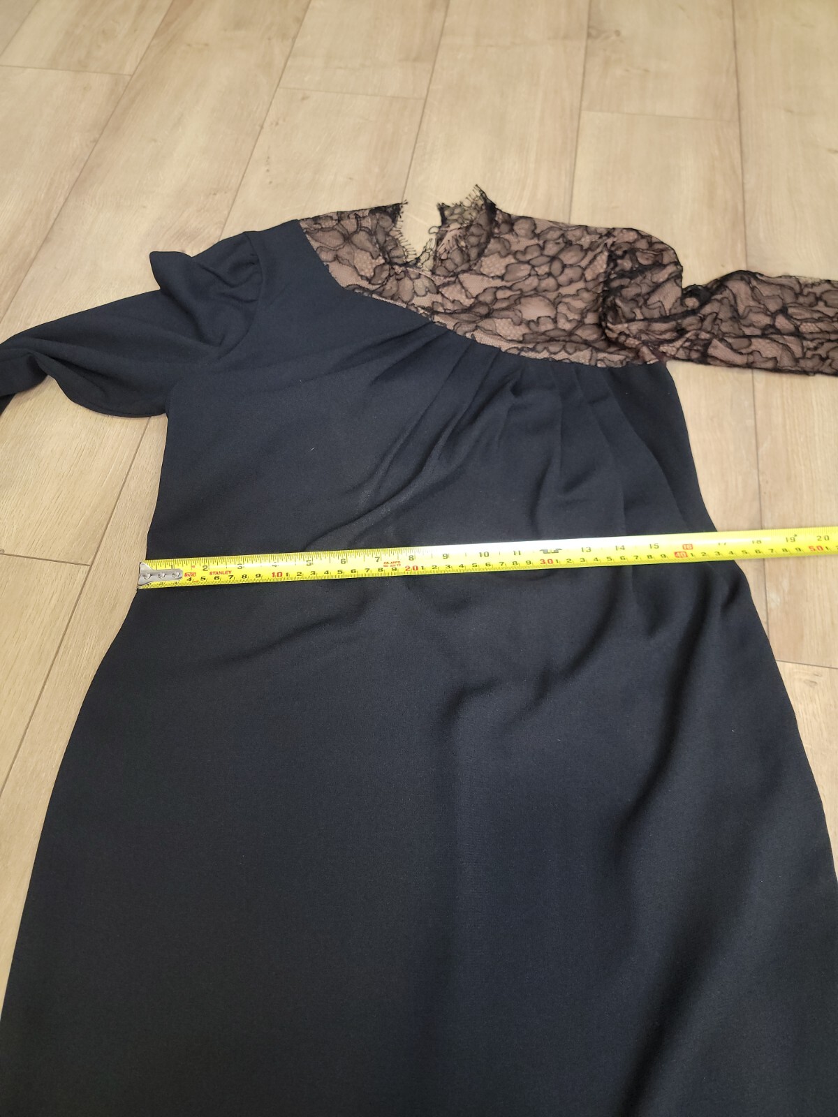 VTG BILL BLASS COLLECTION III Black Cocktail Dress/One Shoulder Lace/Knee Lengt