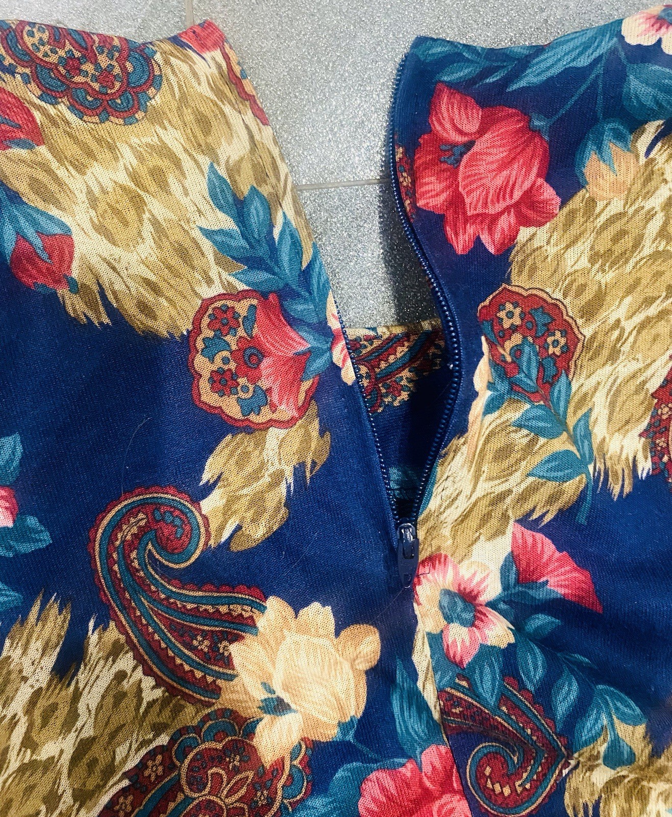 Vintage Stuart Alan “Secretary” Maxi Dress Floral Paisley Print Size 12 Retro