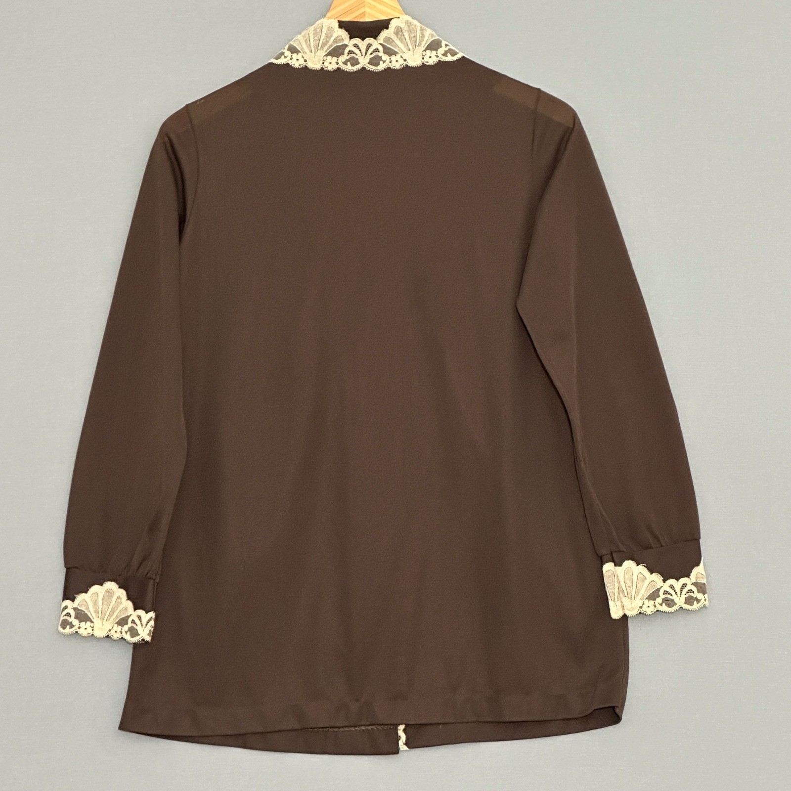 VTG 60s Emilio Pucci Formfit Rogers Womens Top 8 Brown Lace Trim Retro Romantic