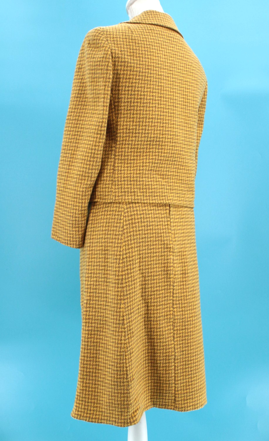 VTG Women&rsquo;s 60s 2 Pc Pendleton Yellow & Beige Wool Dress Suit XS/S 1960s