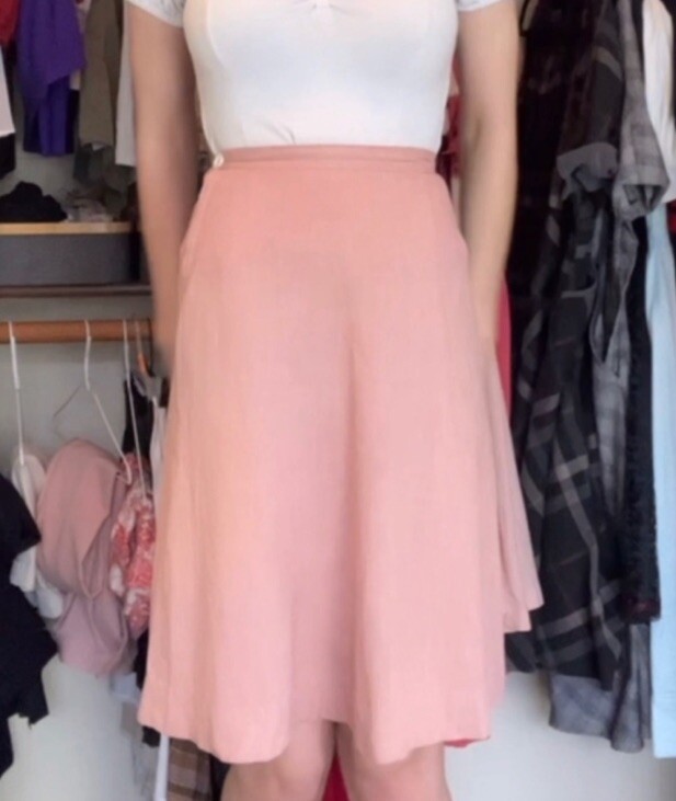 1940s 1930s Pink Skirt XS 25in Waist Vintage