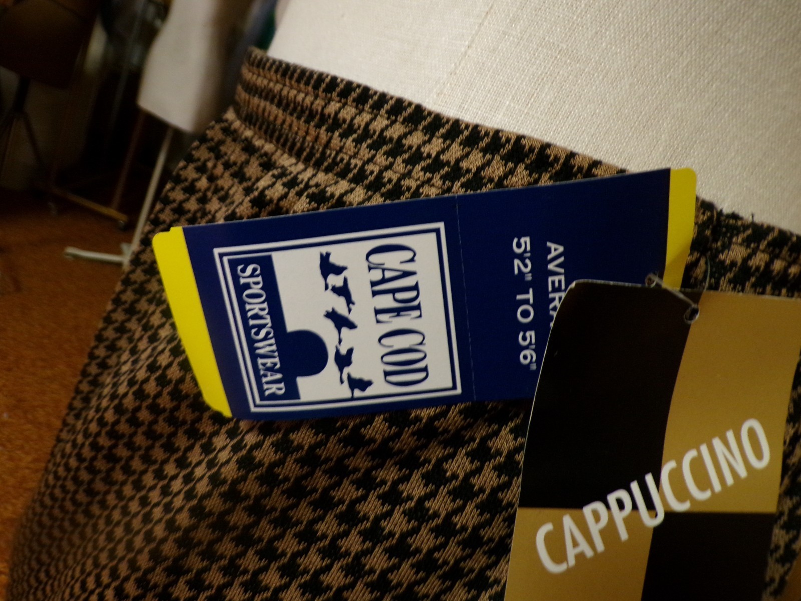Vintage Cappuccino by Cape Cod Brown Black Herringbone Skirt Waist 38-46&Prime; XL NWT