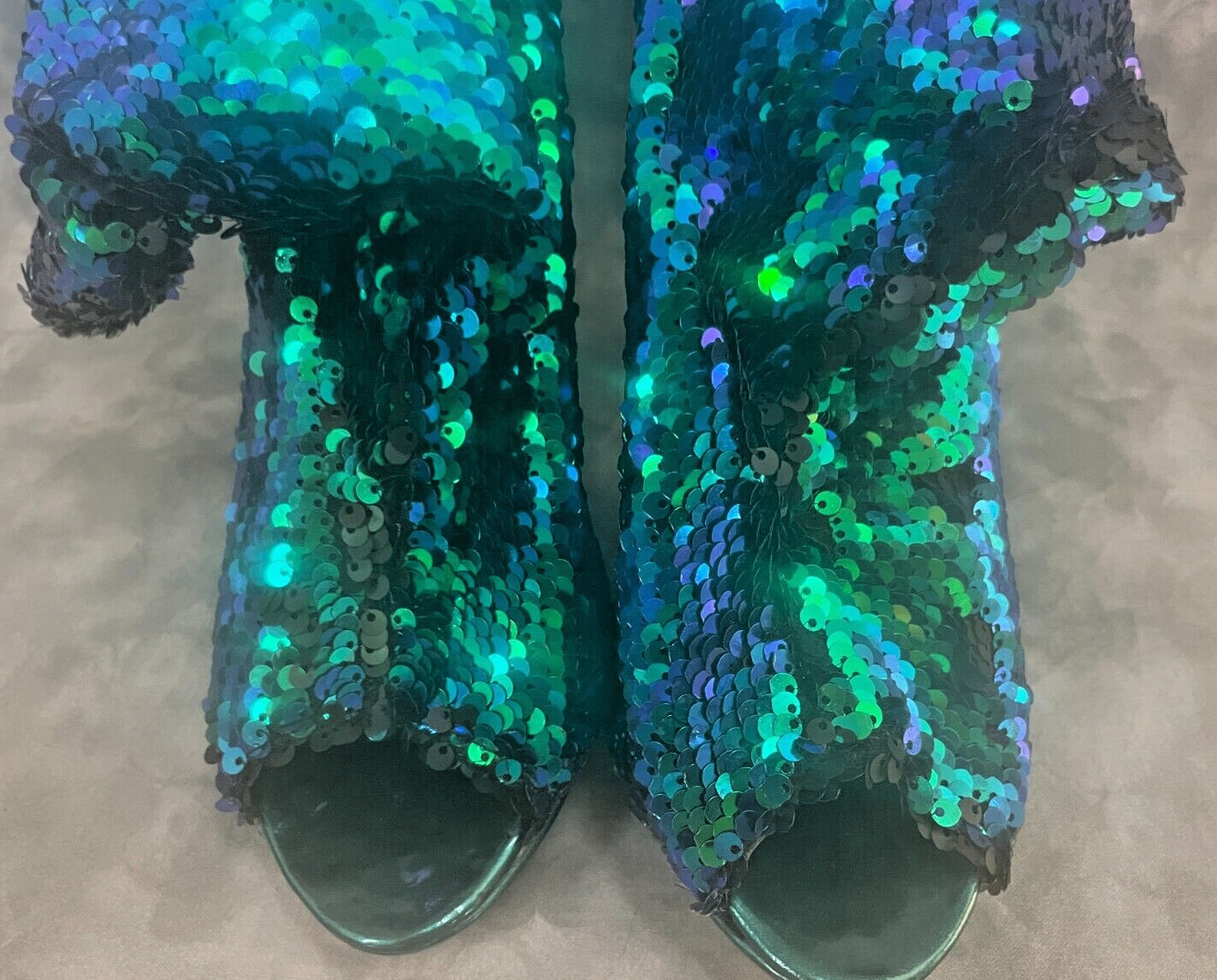 2010s Vtg Mermaid Sequin Bomber Jacket & Boots « RARE SET » Blue Green Glam ✨🔥