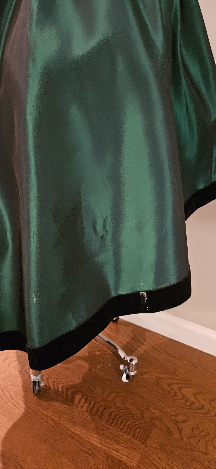 Vintage 1980s Green With Black Velvet Lined Skirt And Bodice As Pictured