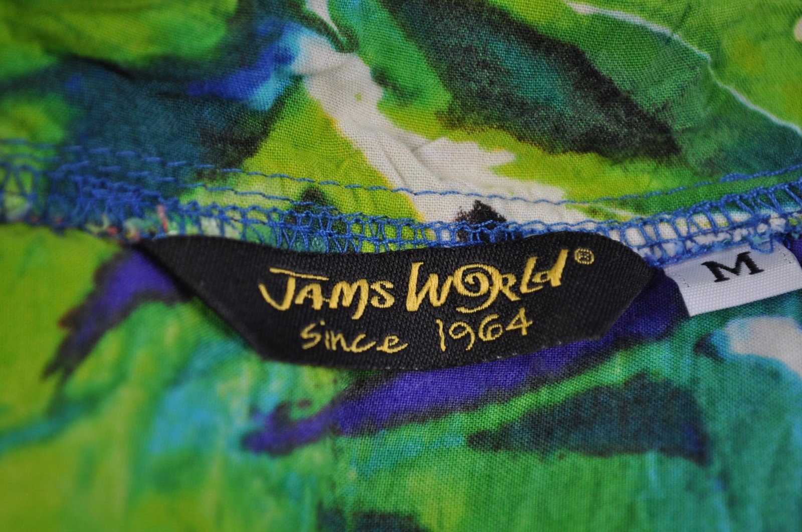 Vintage Jams World Tunic Blouse Womens Medium Multicolor Tropical Floral Rayon