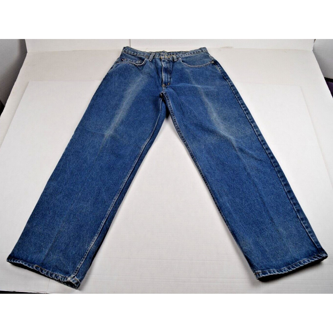 VTG Polo Jeans 33 x 3290s Ralph Lauren Blue Banner Jean Relax Fit Strait Leg
