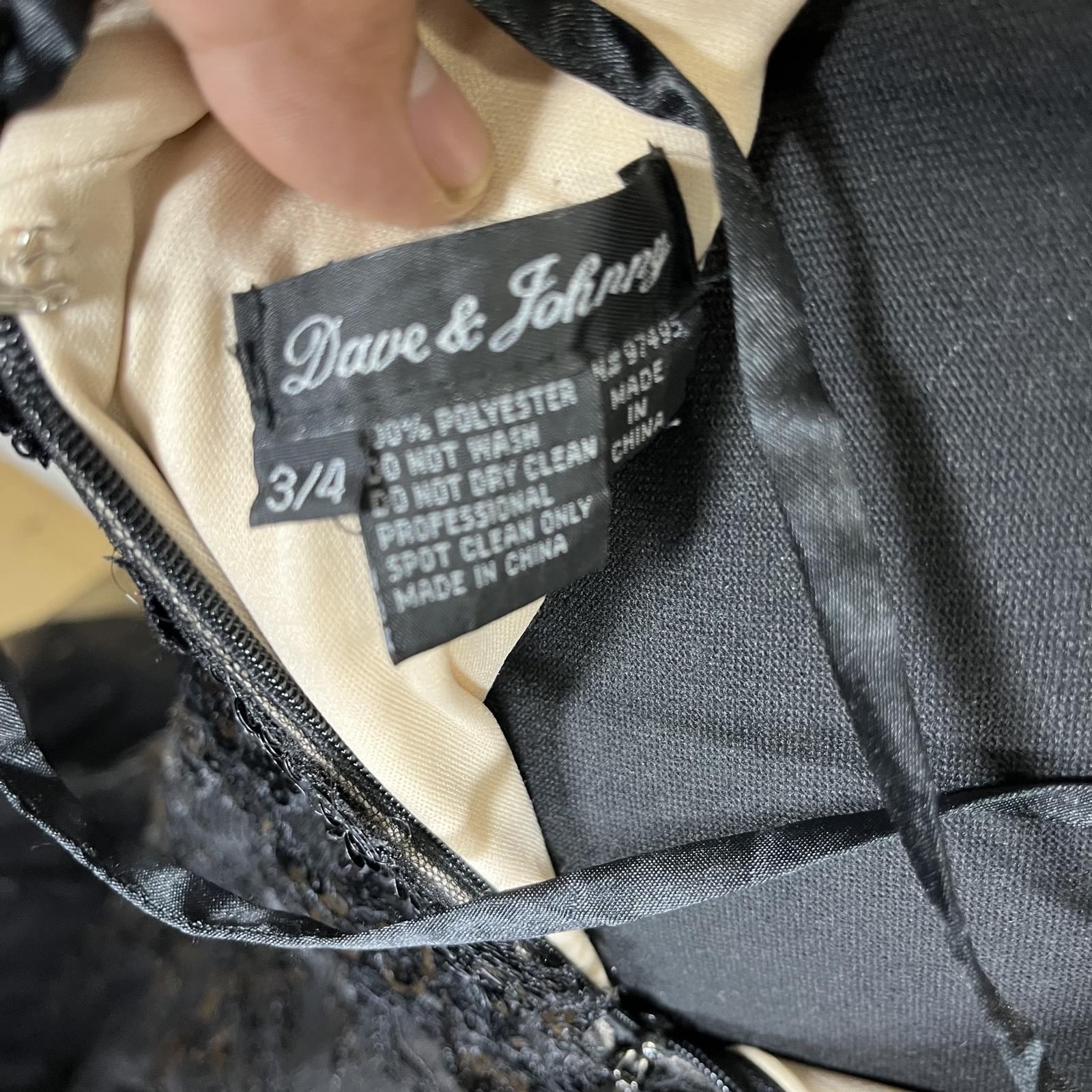 Vintage Dave & Johnny Black Nude Sequence Lace Mermaid Gown Black Size 3 Formal