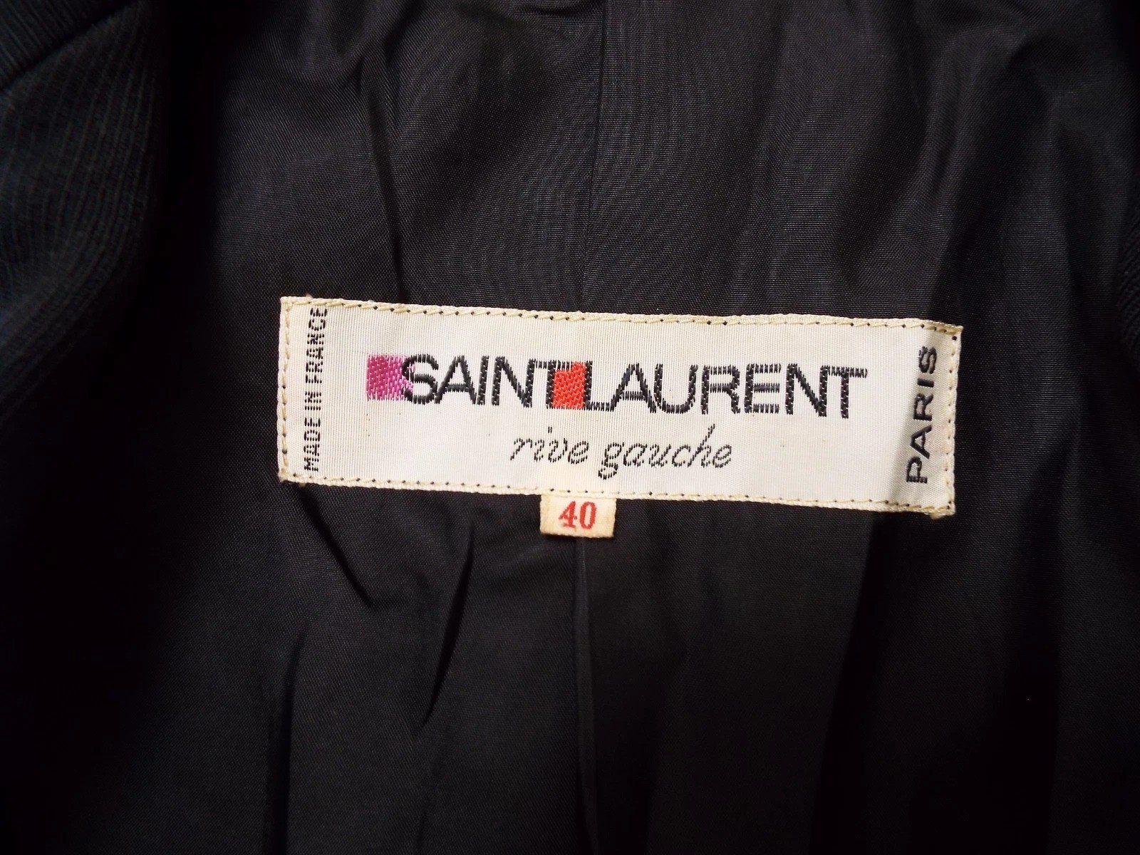 Vintage Yves Saint Laurent Rive Gauche Black Wool Blazer Jacket Women’s Size 40