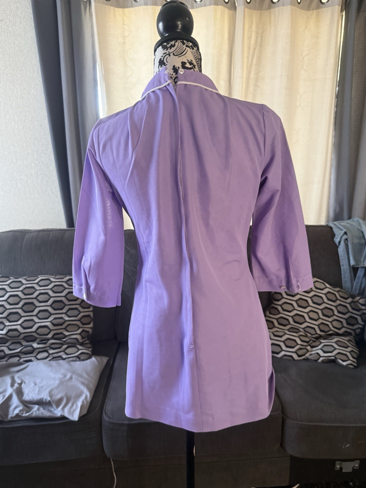 Vintage 60s 70s Zip Back Mini Dress Mod GoGo Size Medium