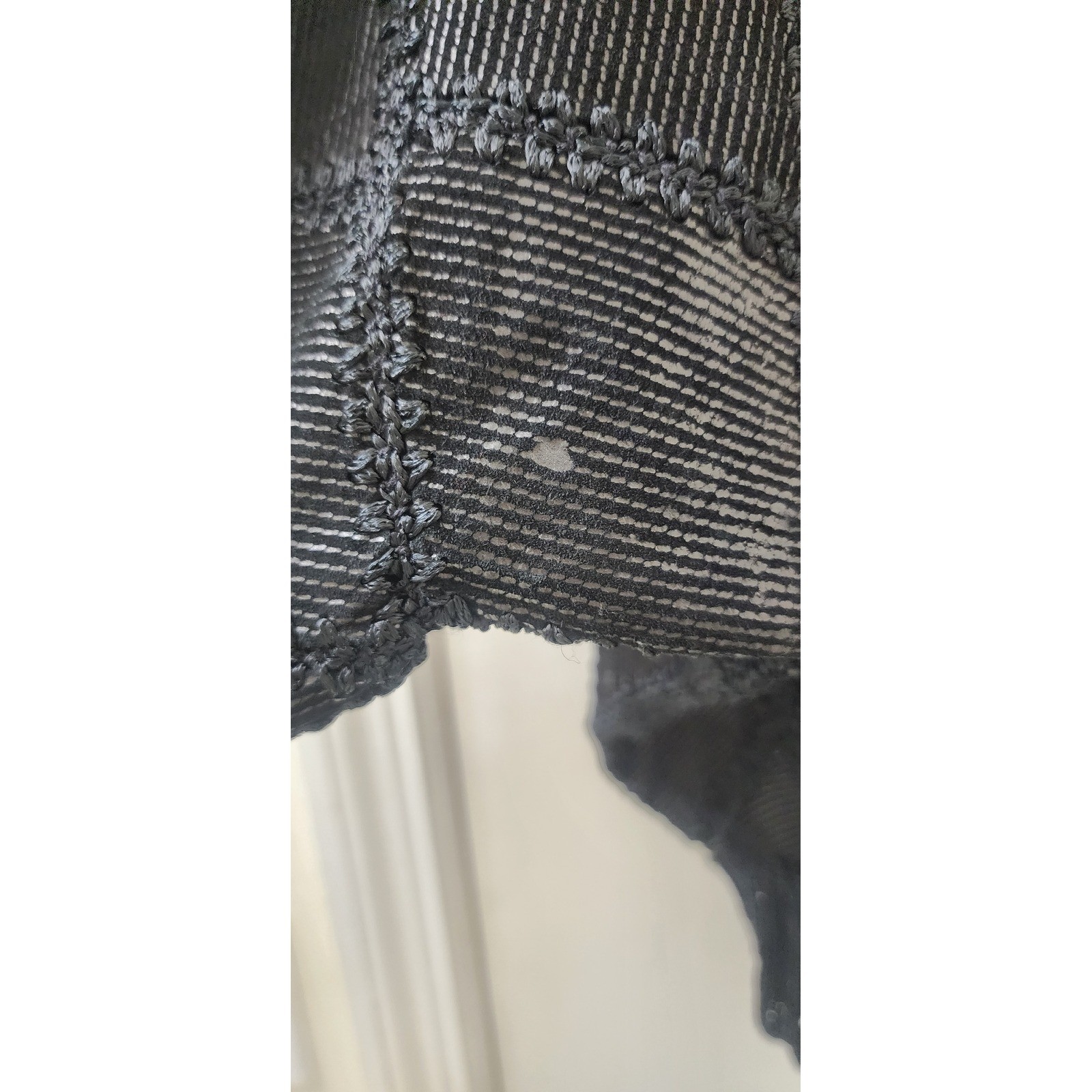 Vintage Black Diamond Knit 2 Piece Set Batwing Top Scalloped Midi Skirt L XL