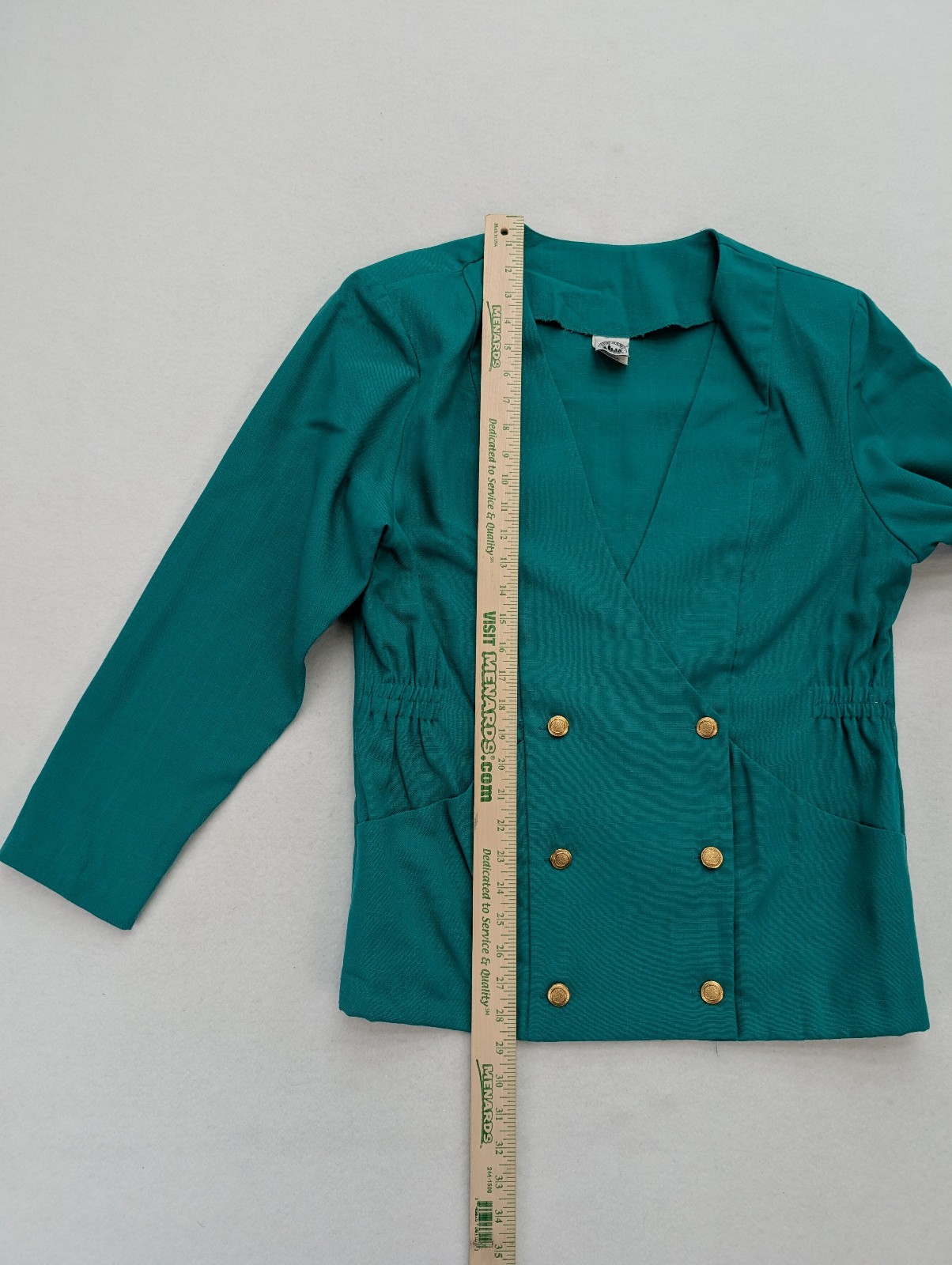 Vintage 80s Women&rsquo;s Skirt Suit Size 16 Green Double-Breasted Belt