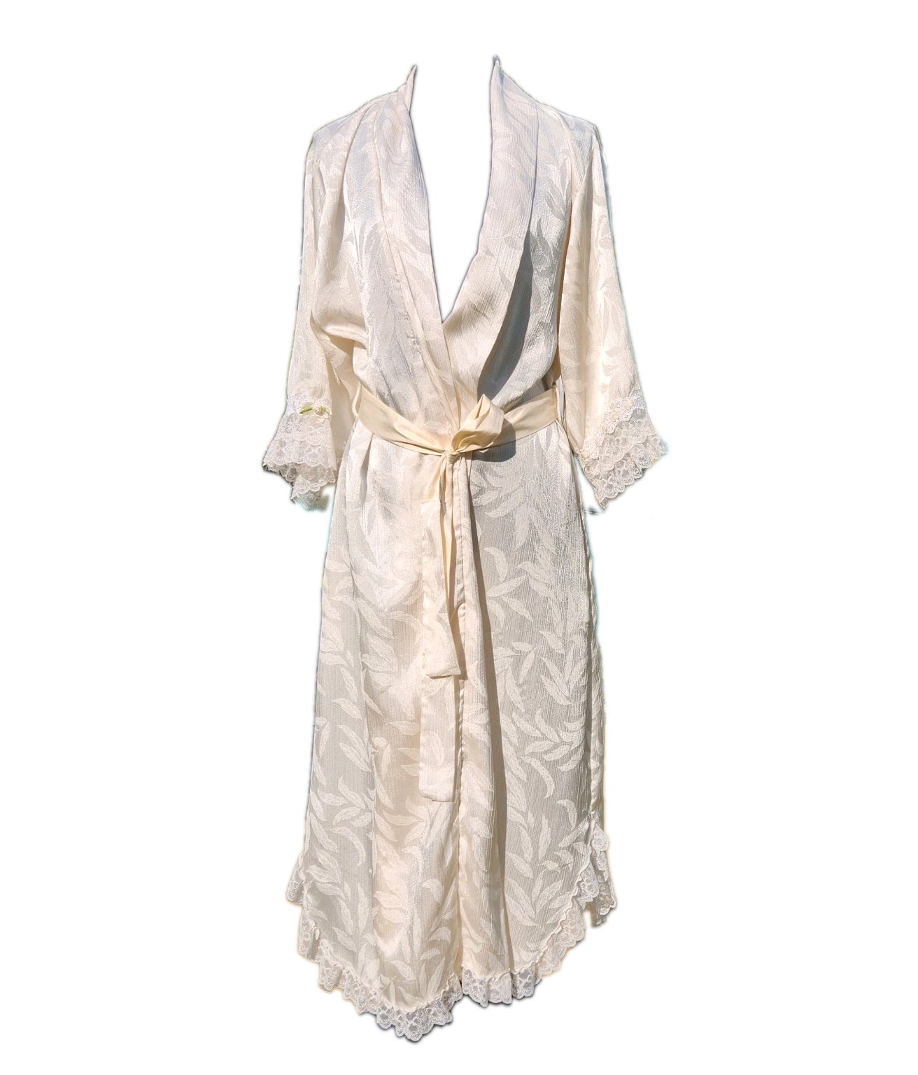Vtg 1960s Christian Dior Cream Long ROBE Ivory Bridal Hollywood SAKS 5th Small