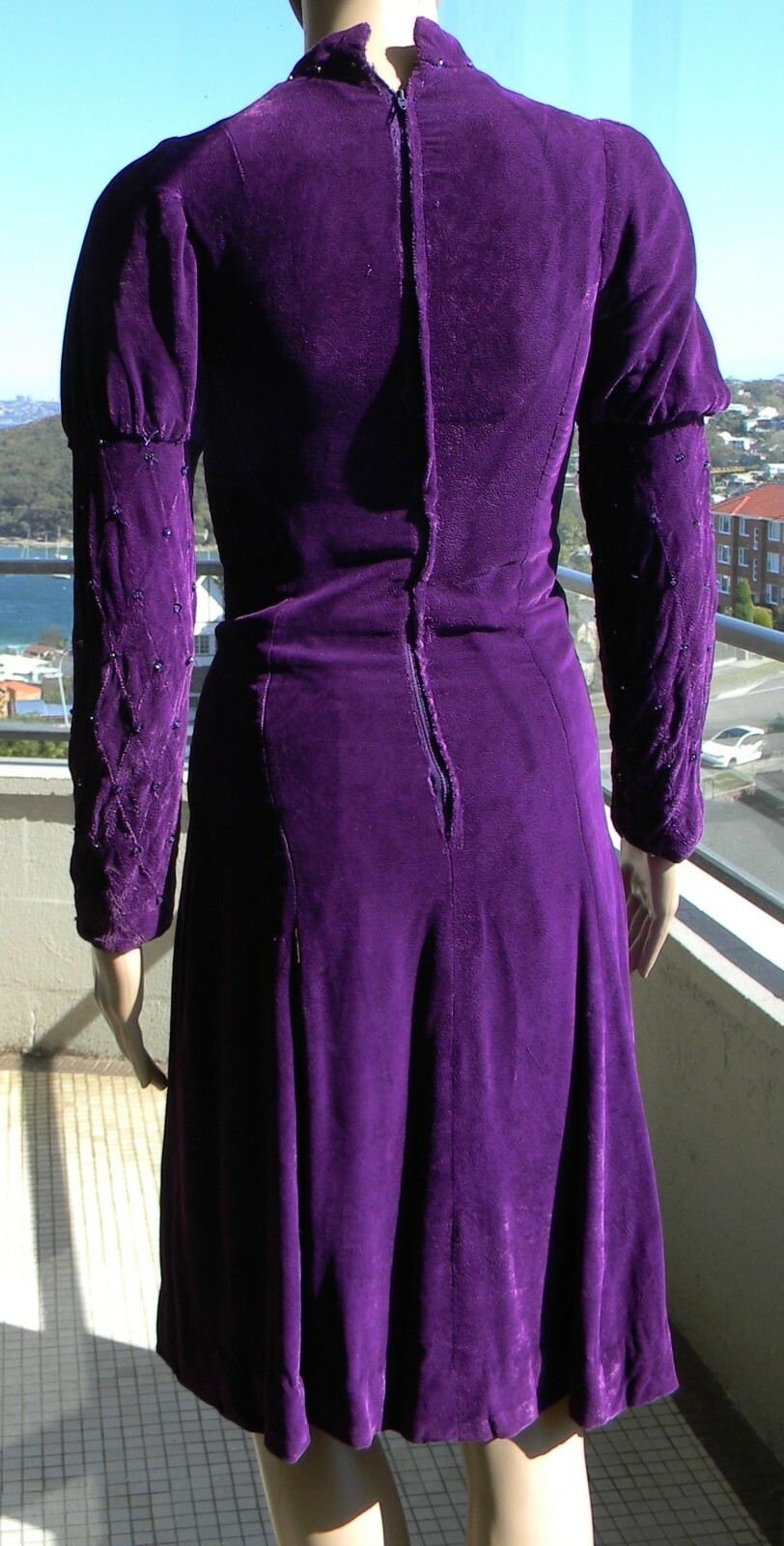 VINTAGE Bohemian Goddess 1960s-70s Original Retro Glamour Purple Velvet Dress