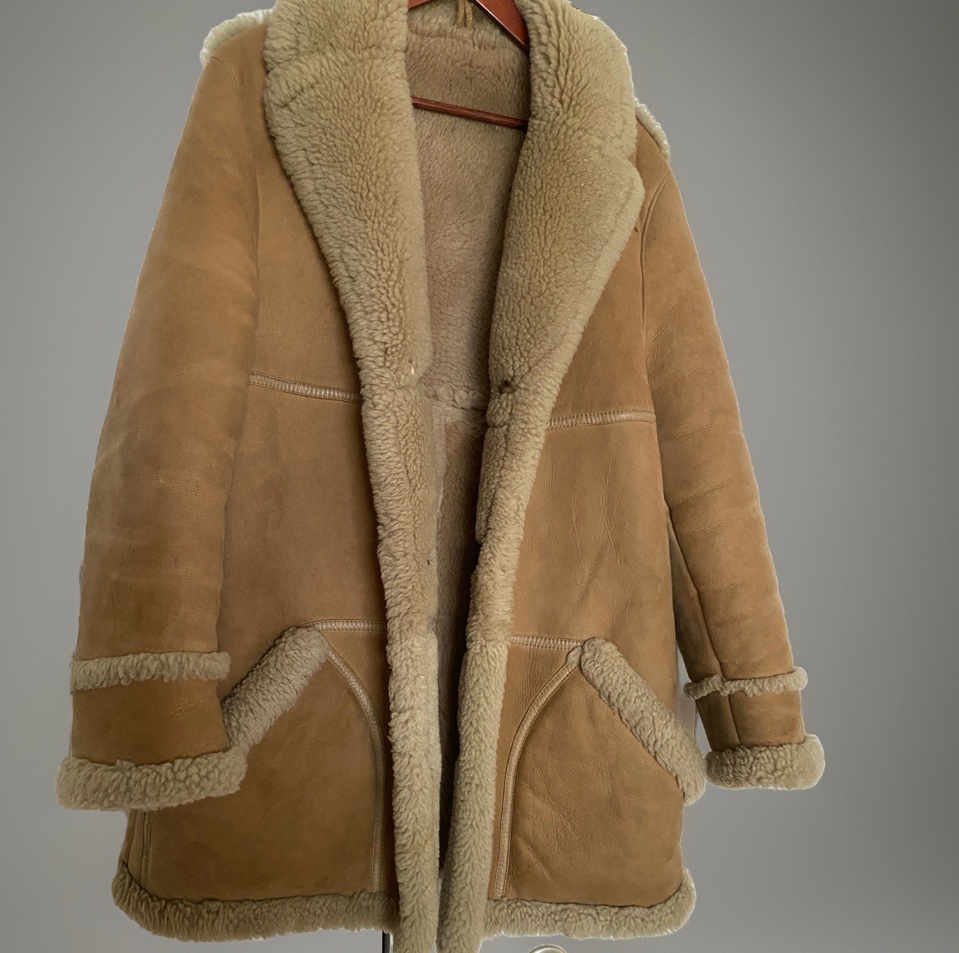 Vintage John Paterson UK Shearling Coat Real Lambskin 38 England Leather Women
