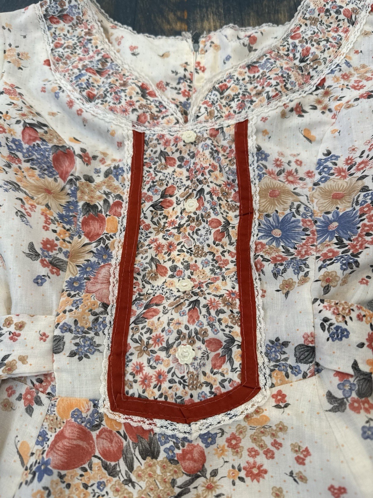 Beautiful 1970s Vintage Prairie Hippie Bohemian Summer Dress S/M Floral