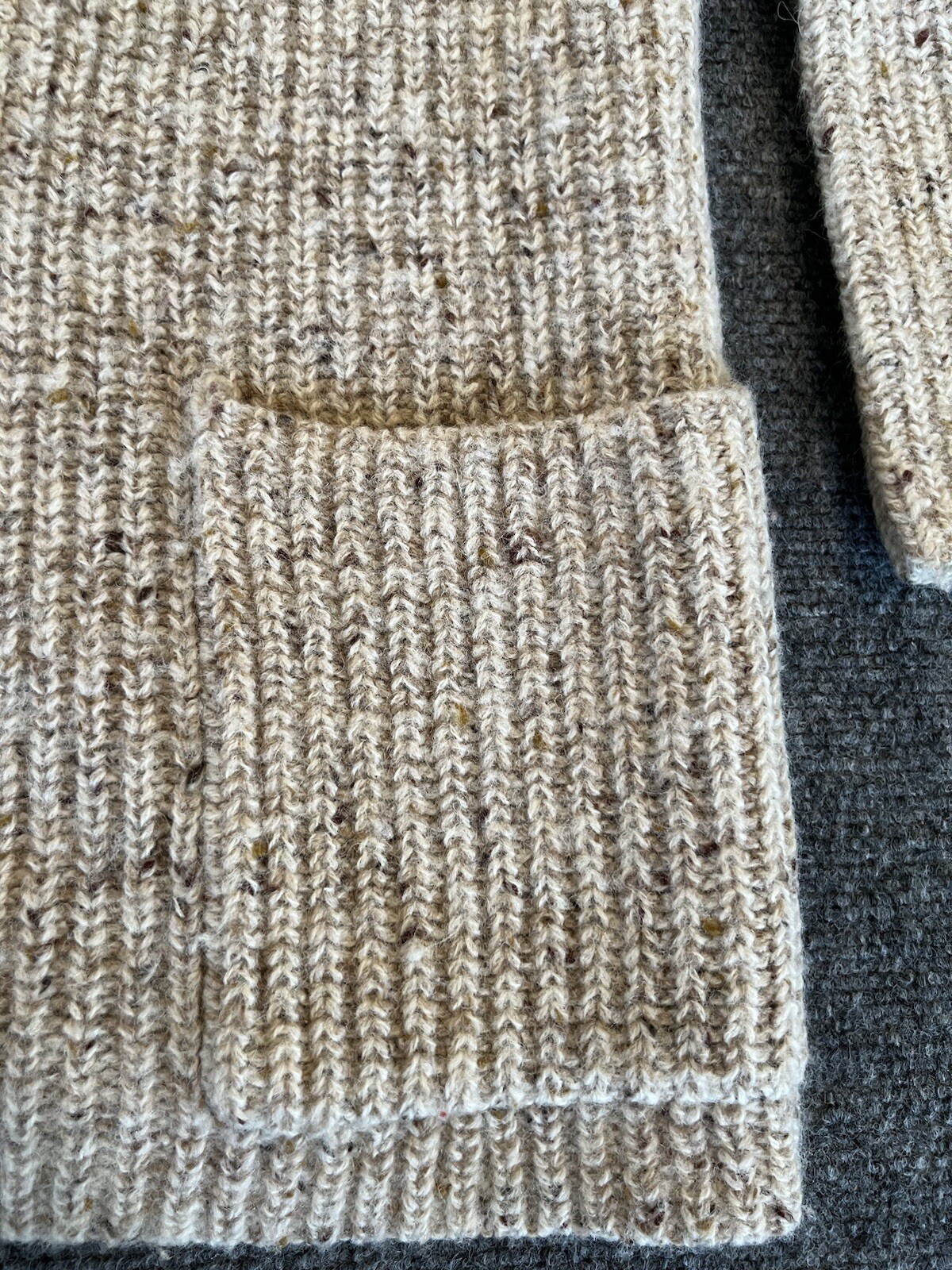I.B. Diffusion Womens VTG Sweater Wrap Cardigan Oatmeal Chunky Wool Blend