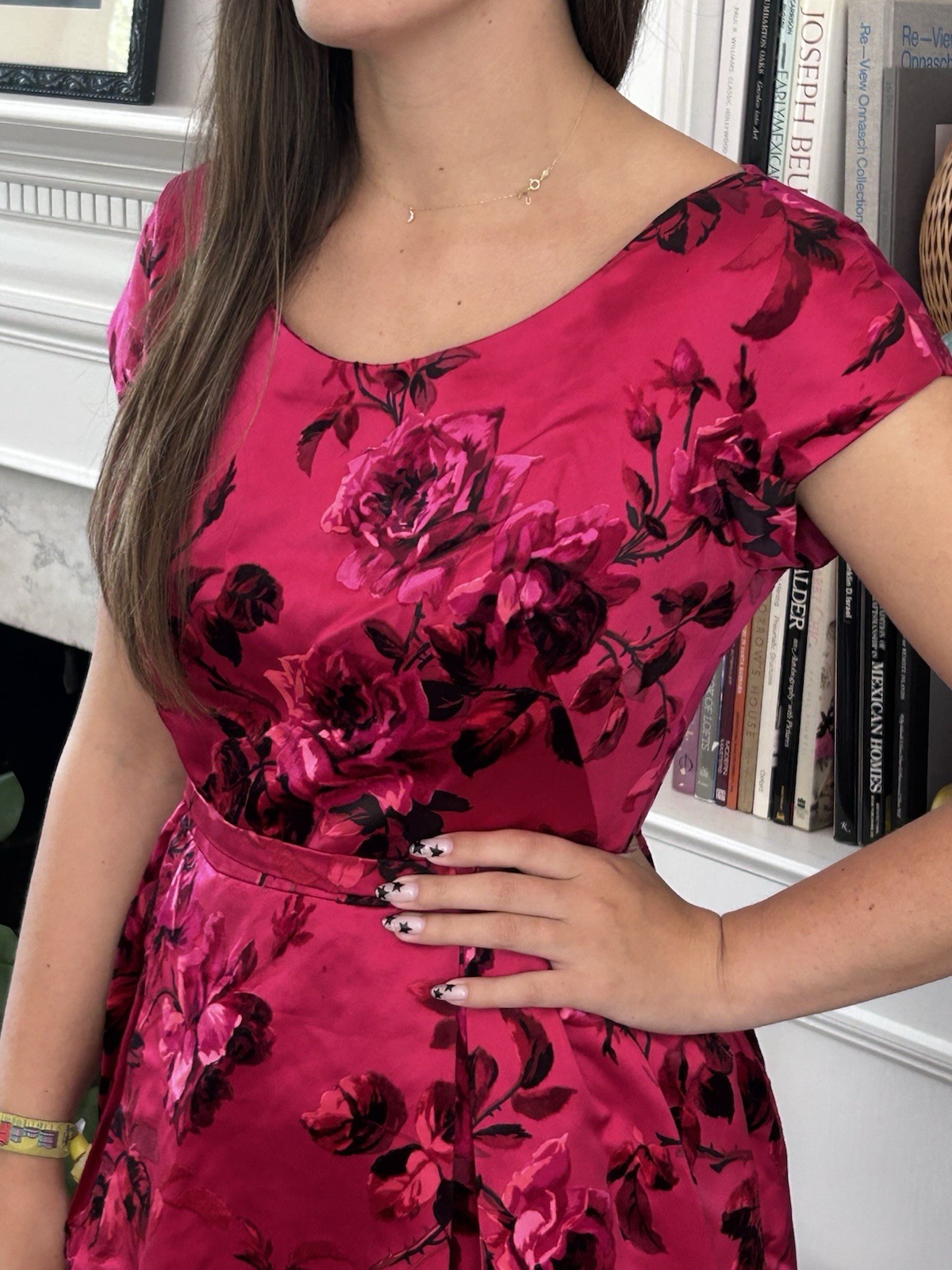 Gorgeous Vintage 50s Adele’s Silk Satin L Velvet Burn Out Dress