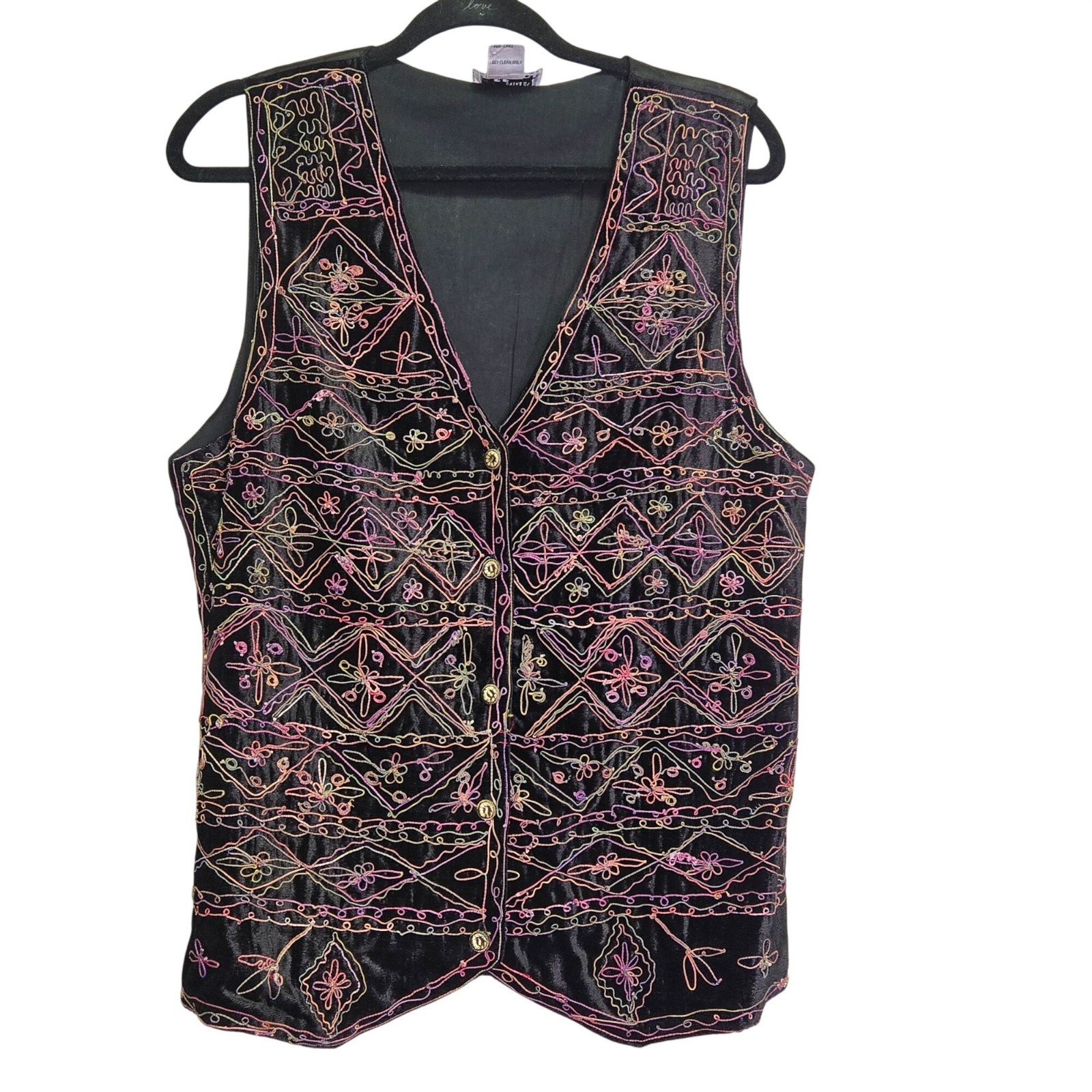 Vintage Velvet Embroidered Vest Waistcoat Eclectic Quirky Maximalist Whimsigoth