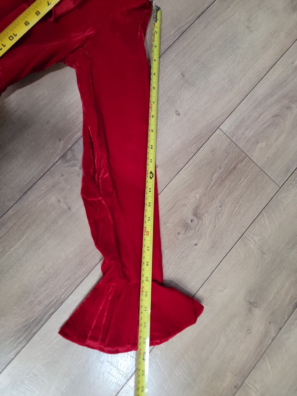 Vintage 60s Red Velvet Maxi Dress Empire Waist Ruffle Holiday Formal Gown S/
