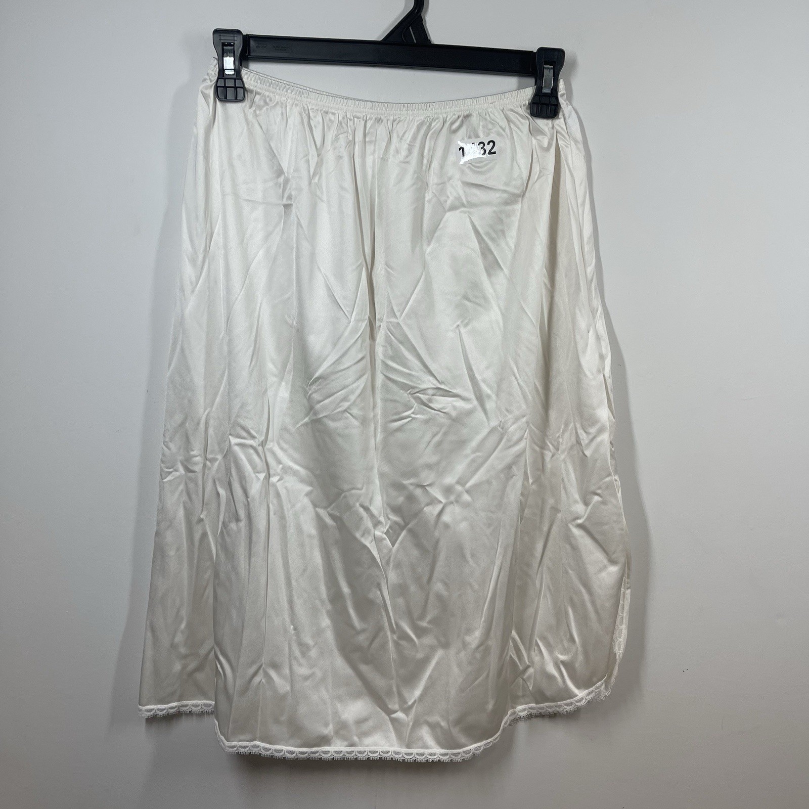 Vintage Vanity Fair Half Slip Size Large Ivory Lace Slit Made In USA 24” Modest