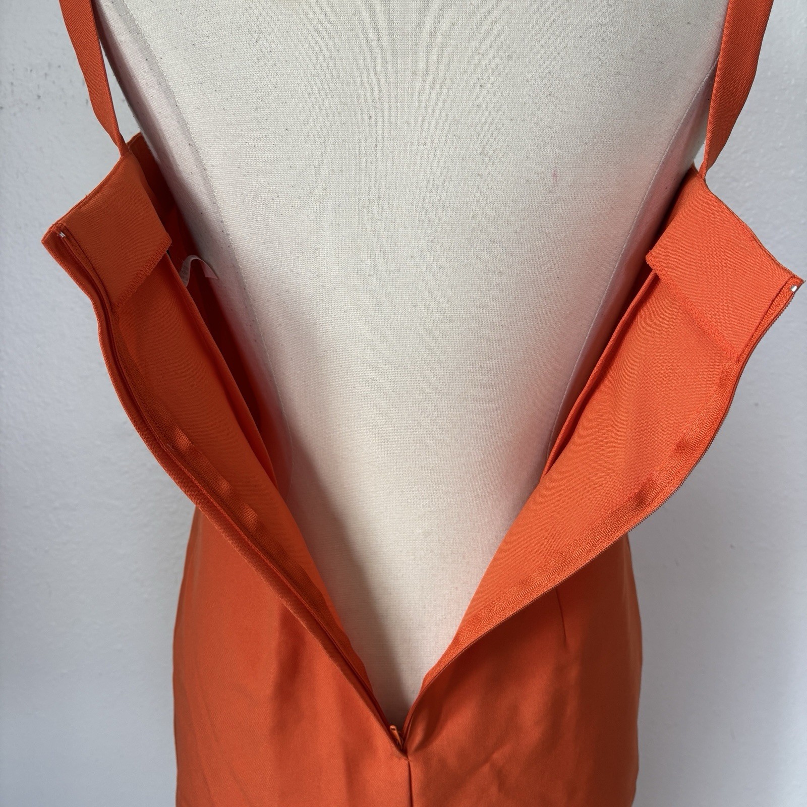 Vintage 90s Solid Orange Sleeveless Sheath Dress Size 5/6