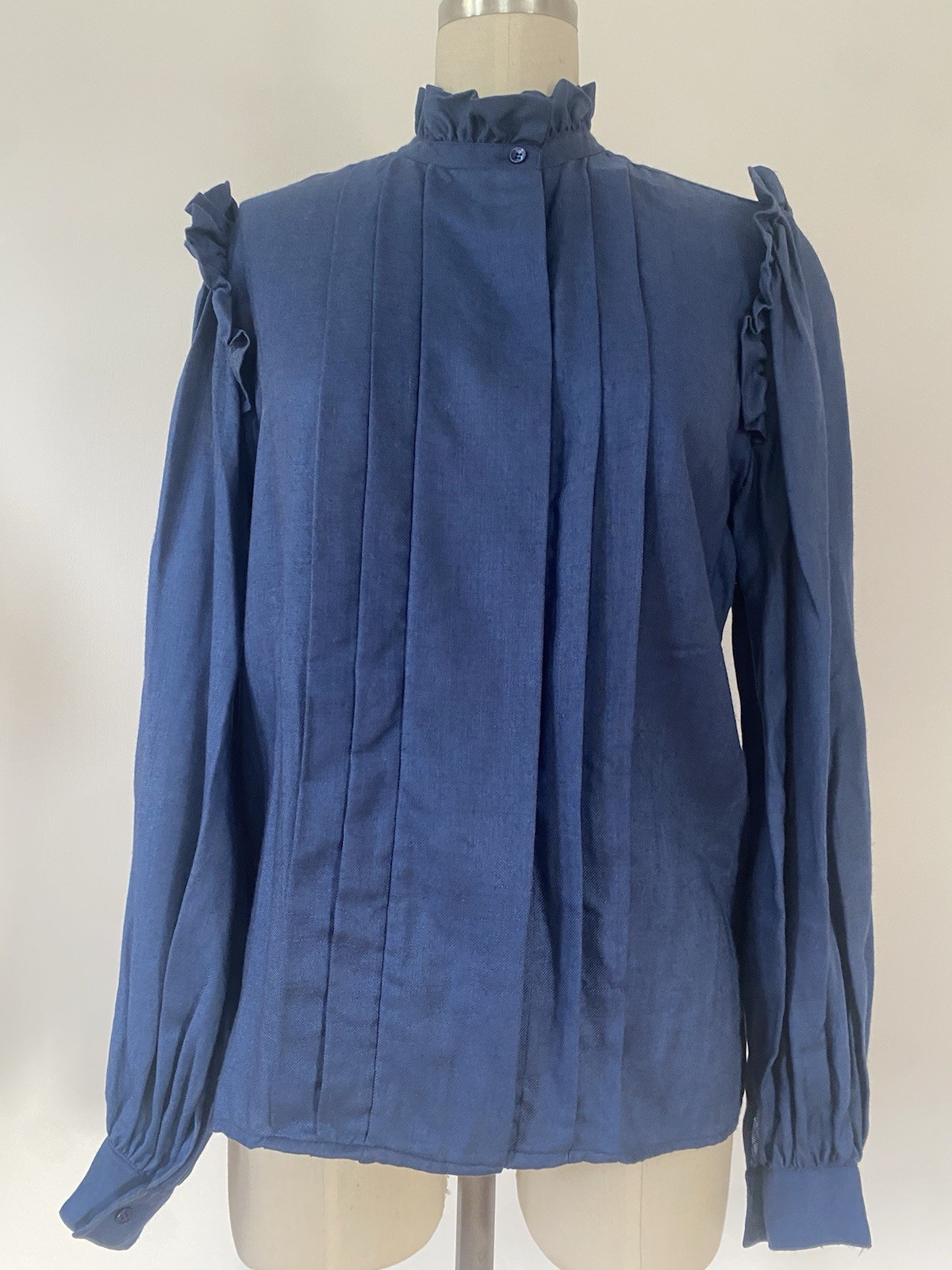 Gucci Vintage 1970&rsquo;s Ruffle Blouse Lightweight Wool/silk Blend