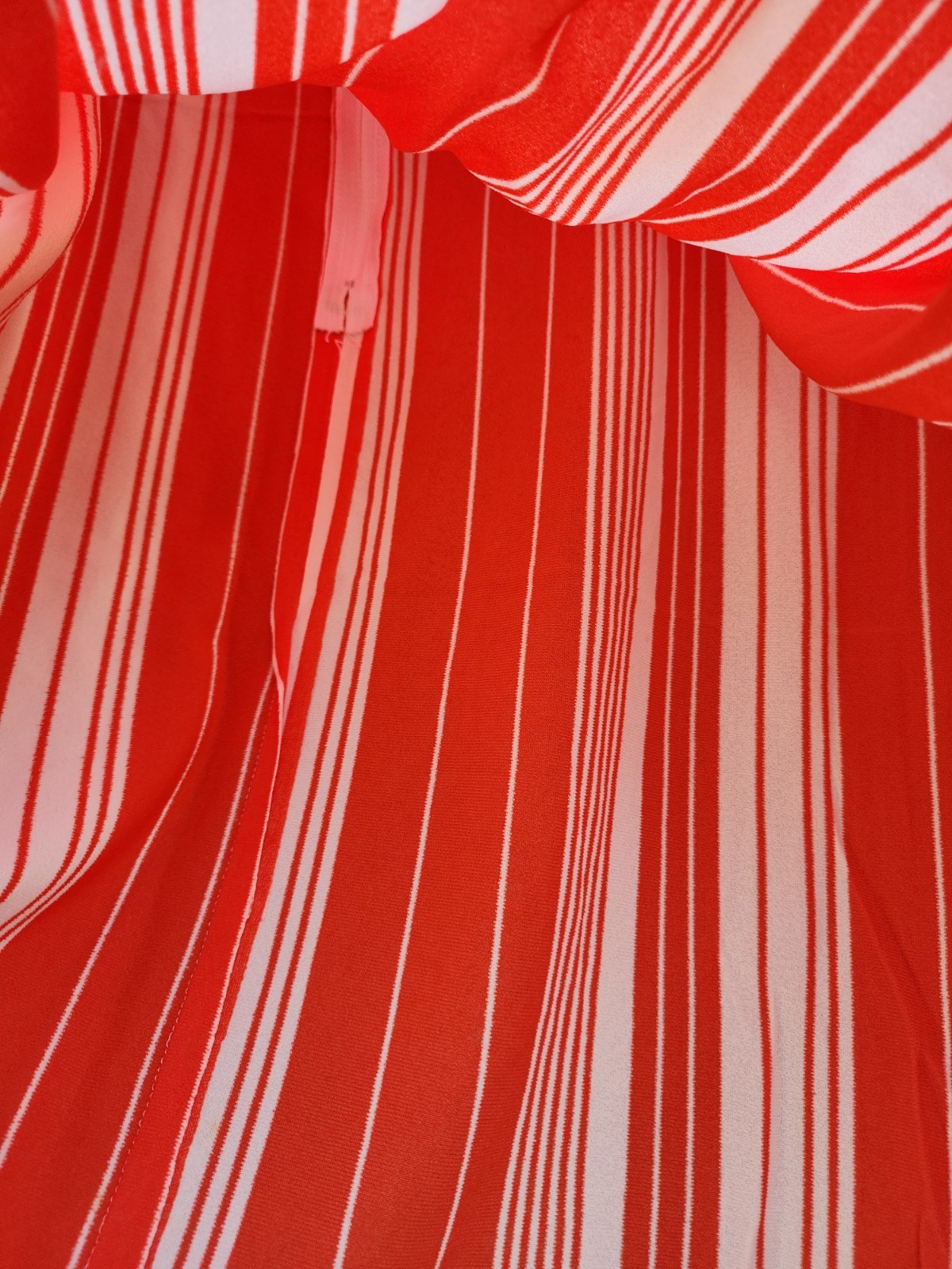 70s Handmade Orange White Stripe Silky Double Knit Polyester Dress Womens XL-1X