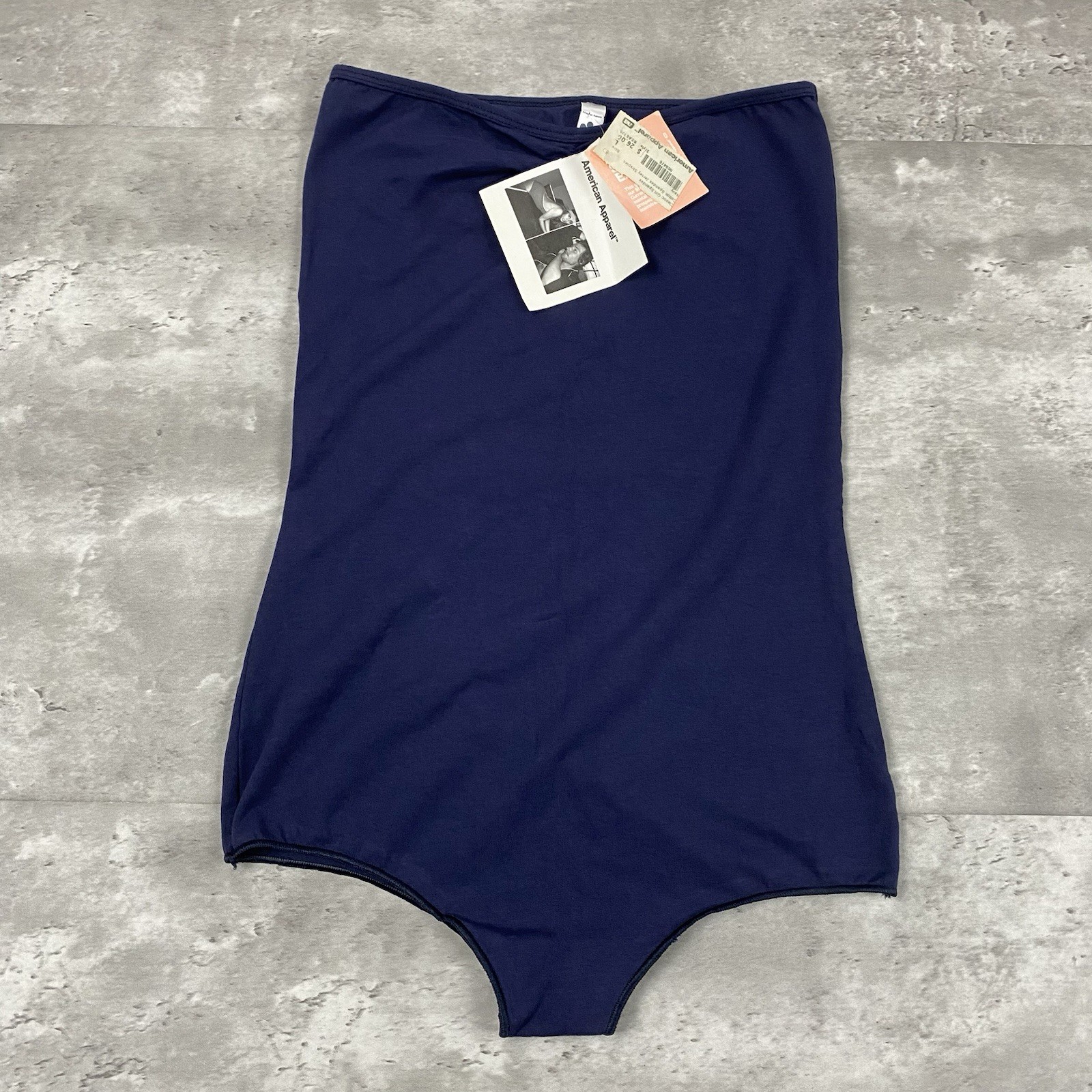 vintage AMERICAN APPAREL bodysuit Classic Girl Spandex strapless navy blue y2k