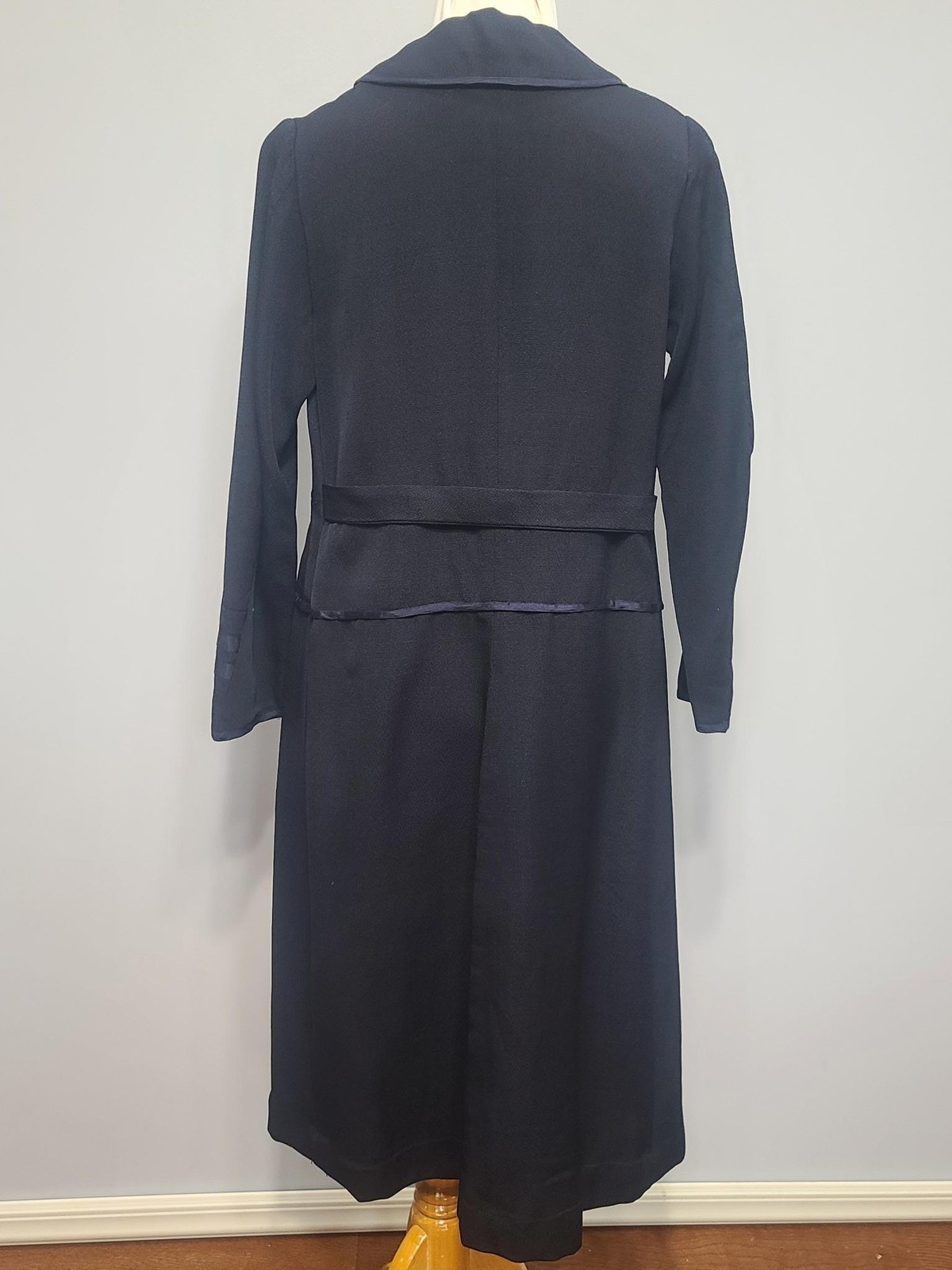 Vintage 1920s Flapper Dress Dark Blue / Black Wool German (B-40&Prime; W-37&Prime;) AS-IS
