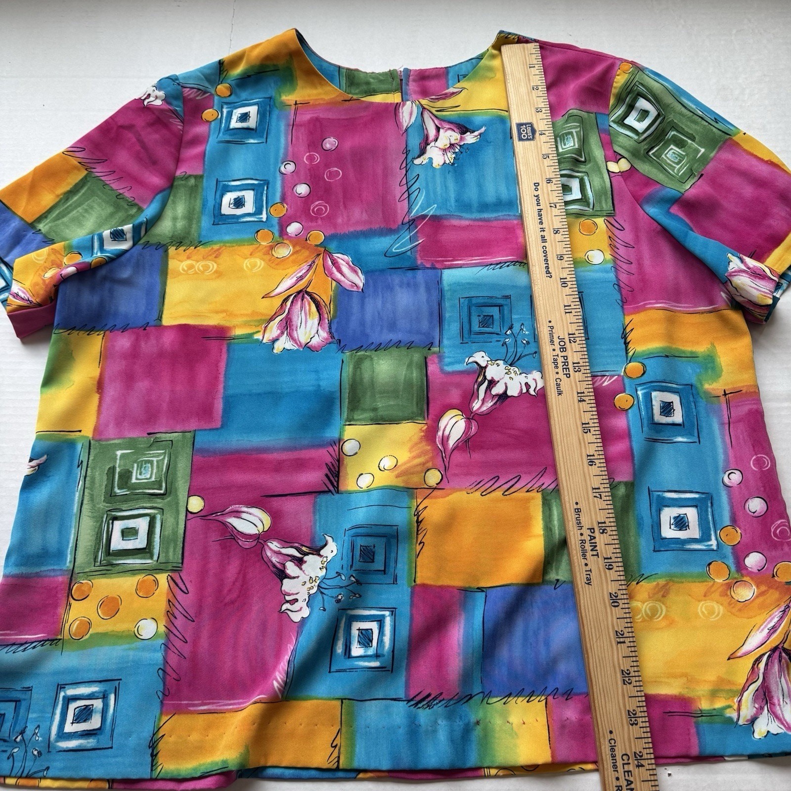 Vtg 80s L Color block Multicolor Long Jacket Blazer Artsy Art To Wear Shirt GW