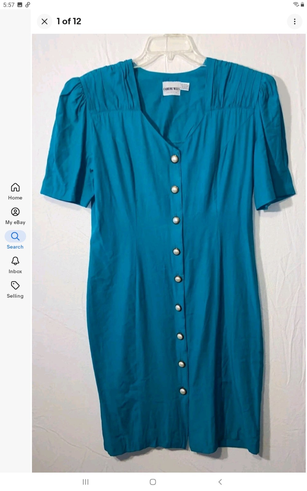 Vintage Teal Green Sunshine Button Up By Caroline Wells Womens L 1980S