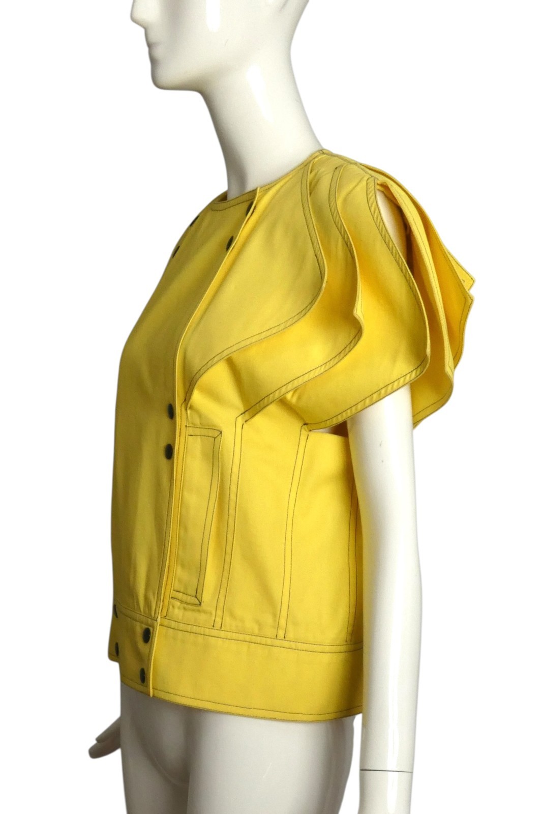 PIERRE CARDIN- 1980s Yellow Cotton Twill Jacket, Size 6