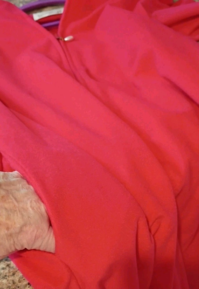 Vtg Elegant David Brown California LONG Red Soft House Dress Gown Robe Petite S