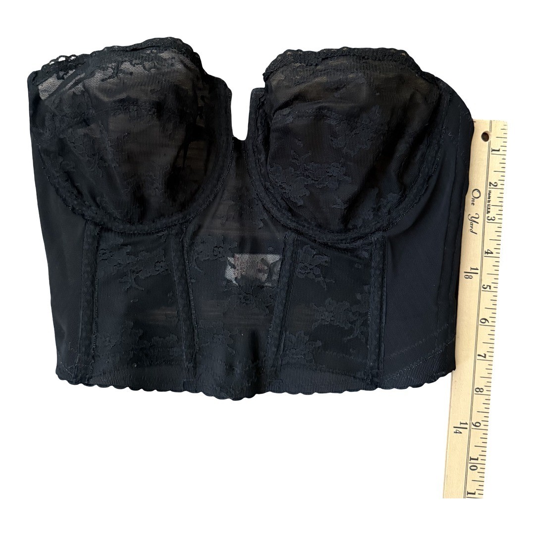 Backless by Young Smoothie Bra Corset Busier Black Lace Strapless Womens 34D