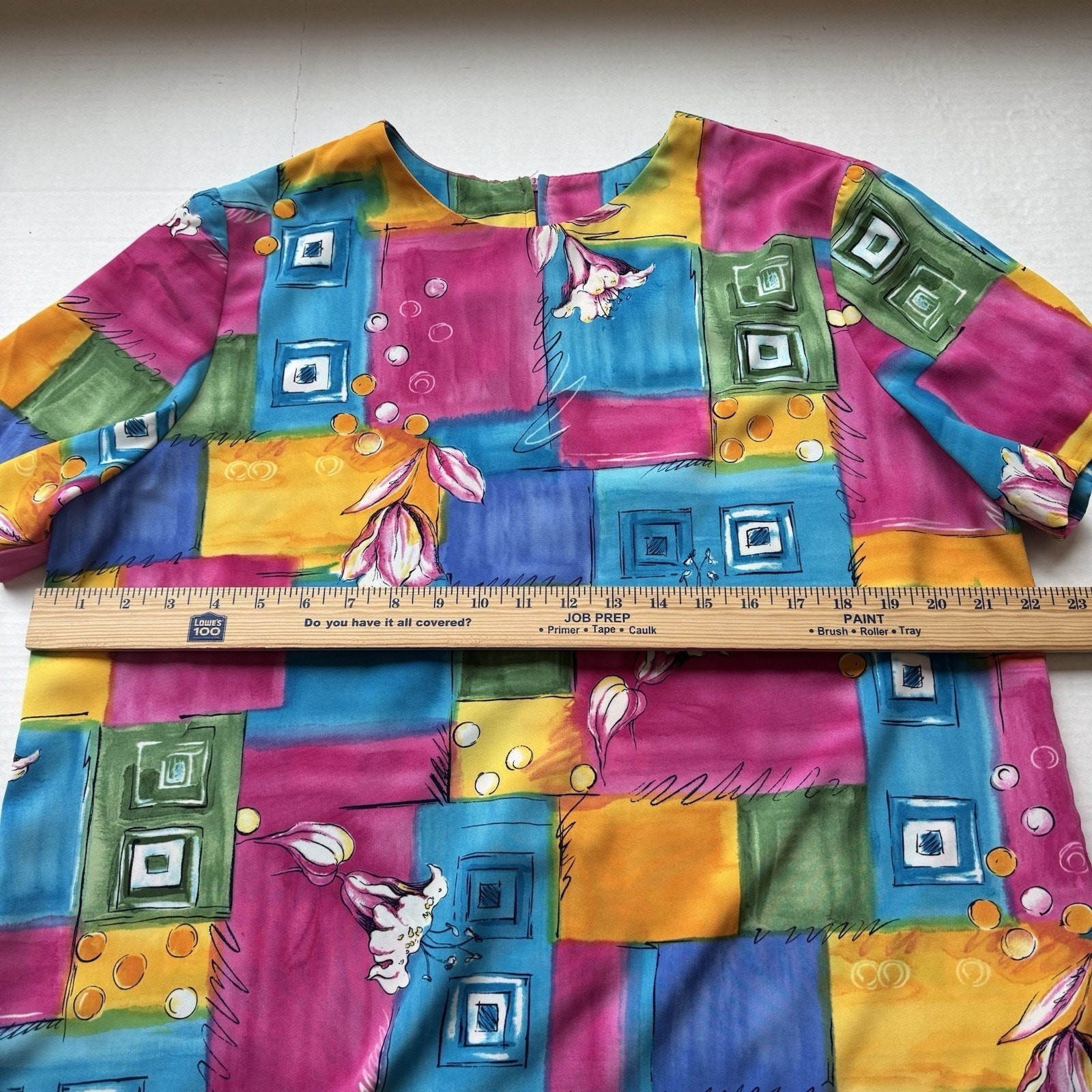 Vtg 80s L Color block Multicolor Long Jacket Blazer Artsy Art To Wear Shirt GW