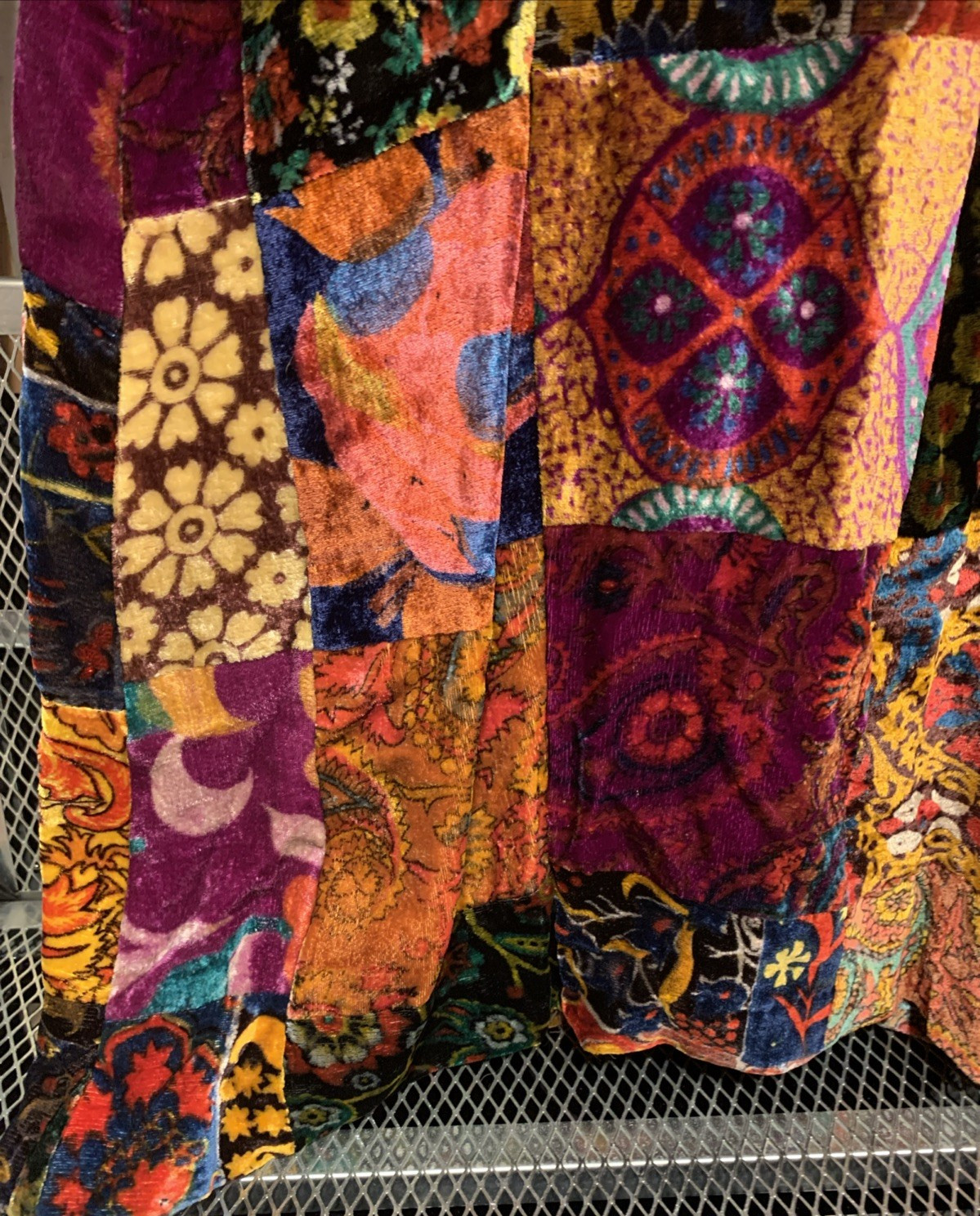 VINTAGE Vicky Vaughn Velvet Patchwork Long Skirt Gypsie Boho Hippy 70s 24&Prime; Waist