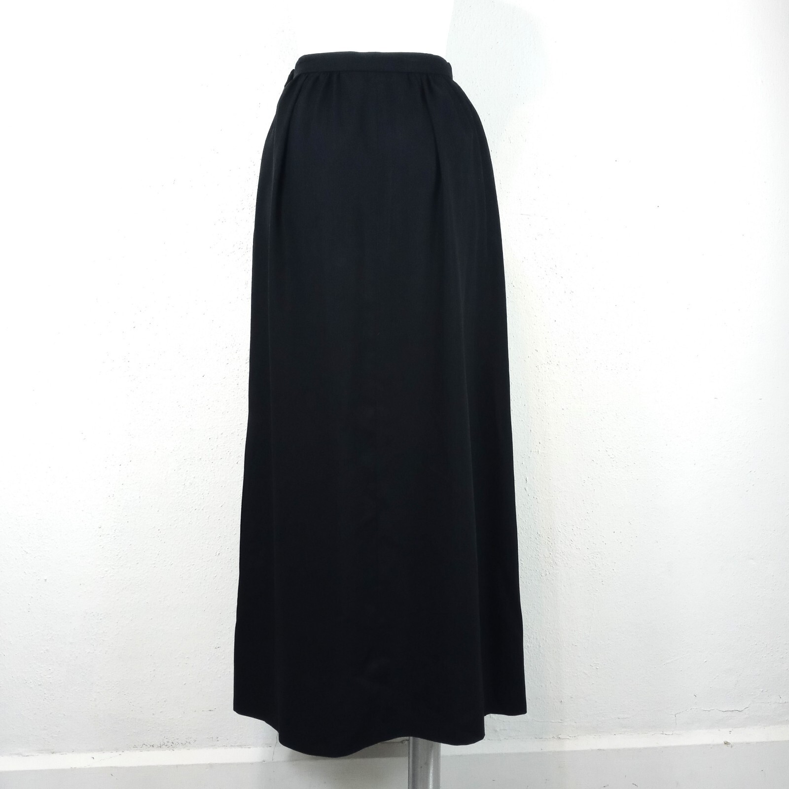 60s Vintage ILGWU Nelly de Grab Black Formal Single Pleat Maxi Skirt Size XS 0-2