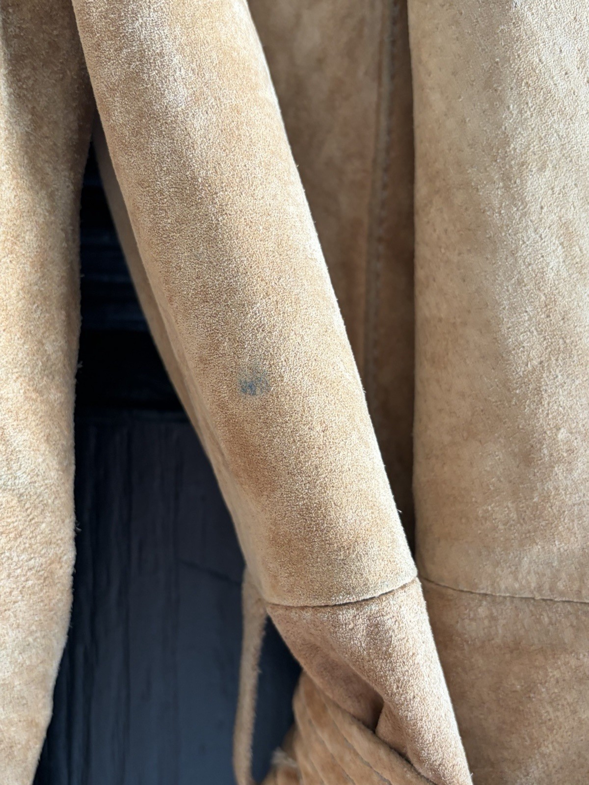 Vintage SAKS FIFTH AVE Young Dimensions Wrap Ultra Suede ? Trench Coat Tan Color